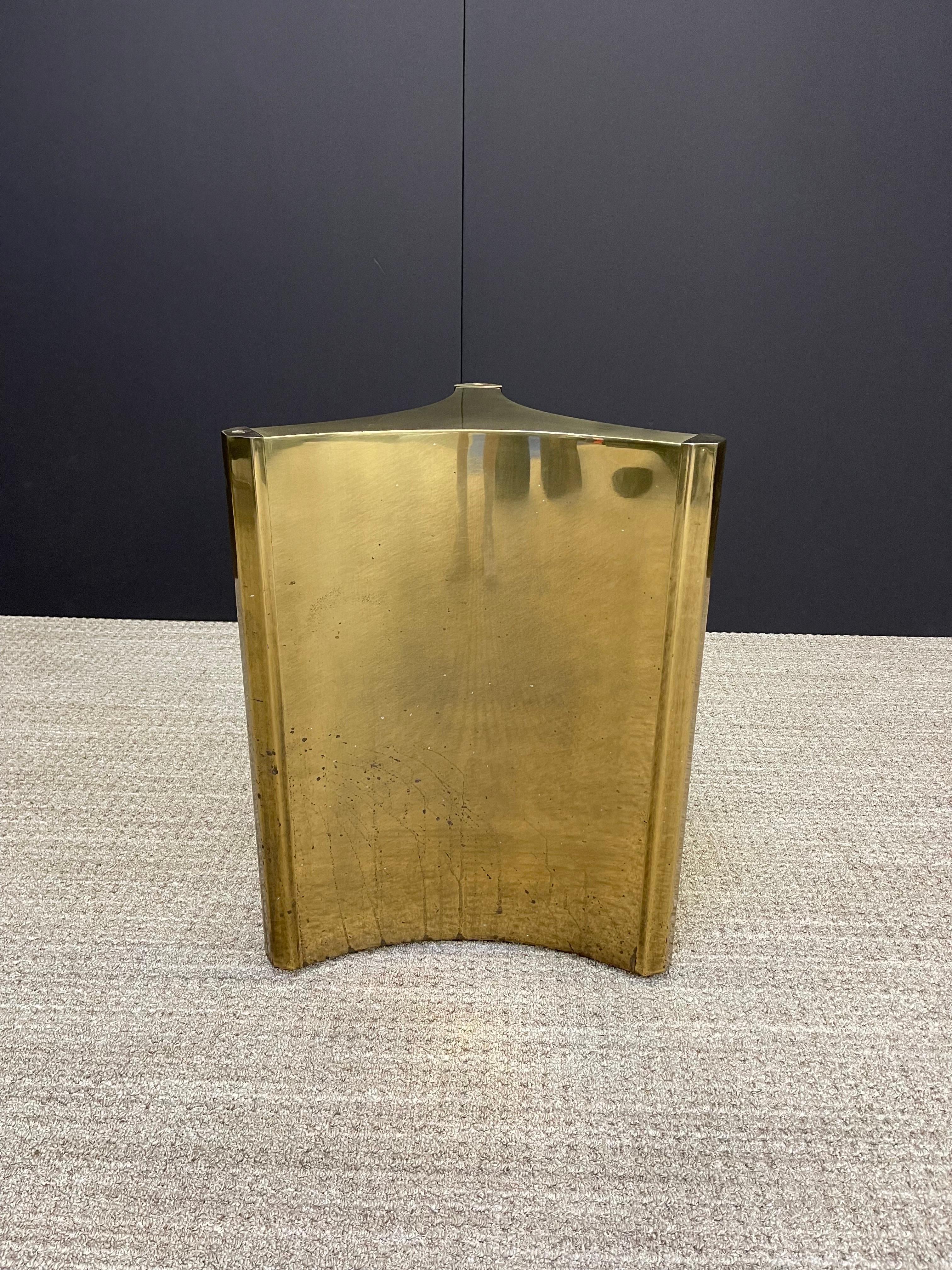 Late 20th Century Mastercraft Brass 'Trilobi' Triangular Dining Table or Desk Bases, circa 1970