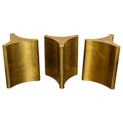 Mastercraft Brass 'Trilobi' Triangular Dining Table or Desk Bases, circa 1970