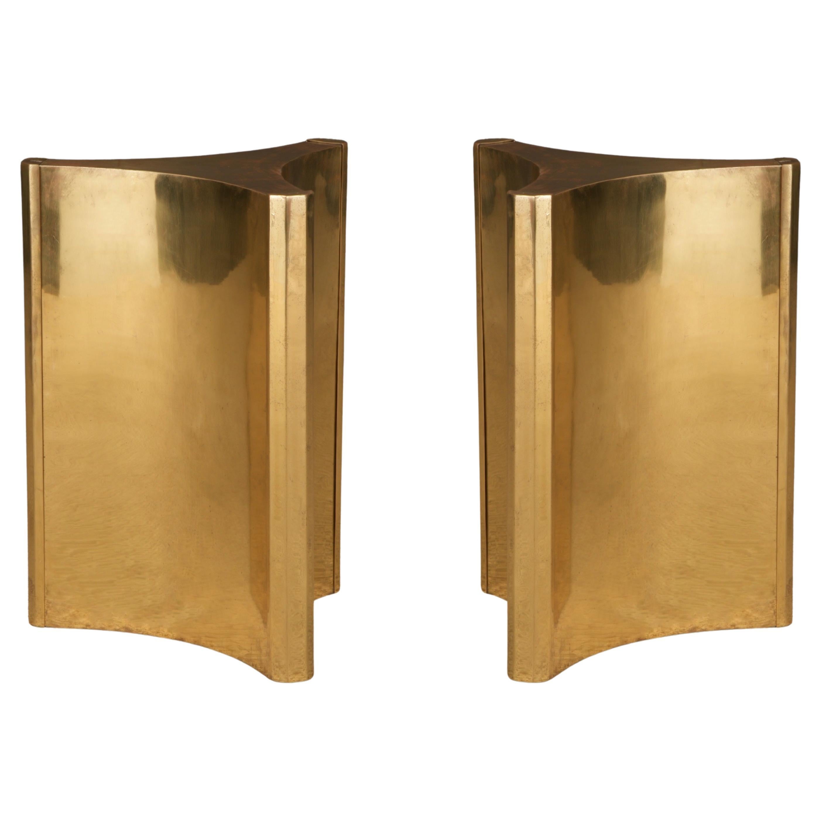 Mastercraft Brass 'Trilobi' Triangular Dining Table or Desk Bases, circa 1970 For Sale