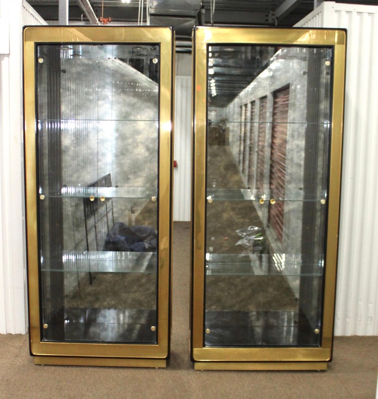 Mid-Century Modern Mastercraft Brass Vitrine Cabinets For Sale
