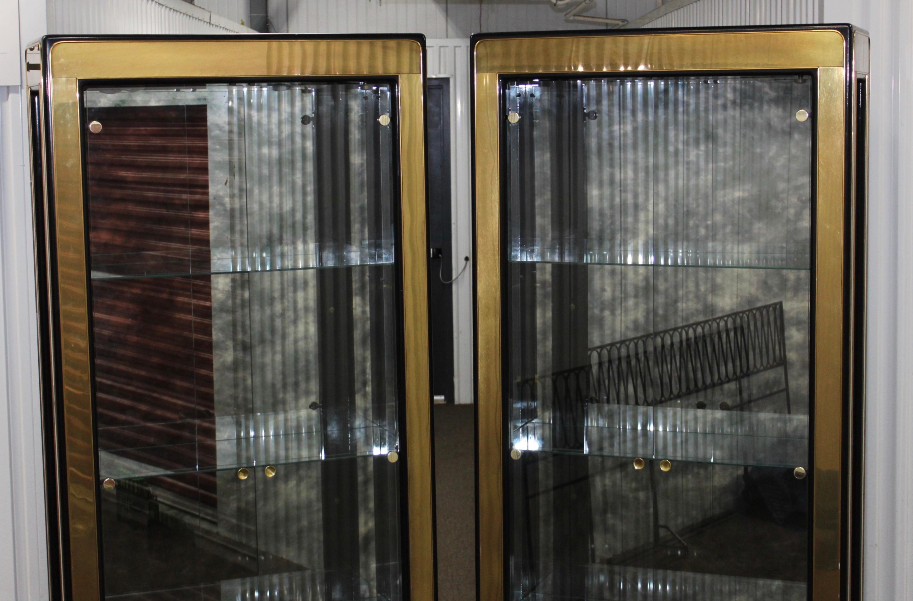 Mid-Century Modern Mastercraft Brass Vitrine Cabinets