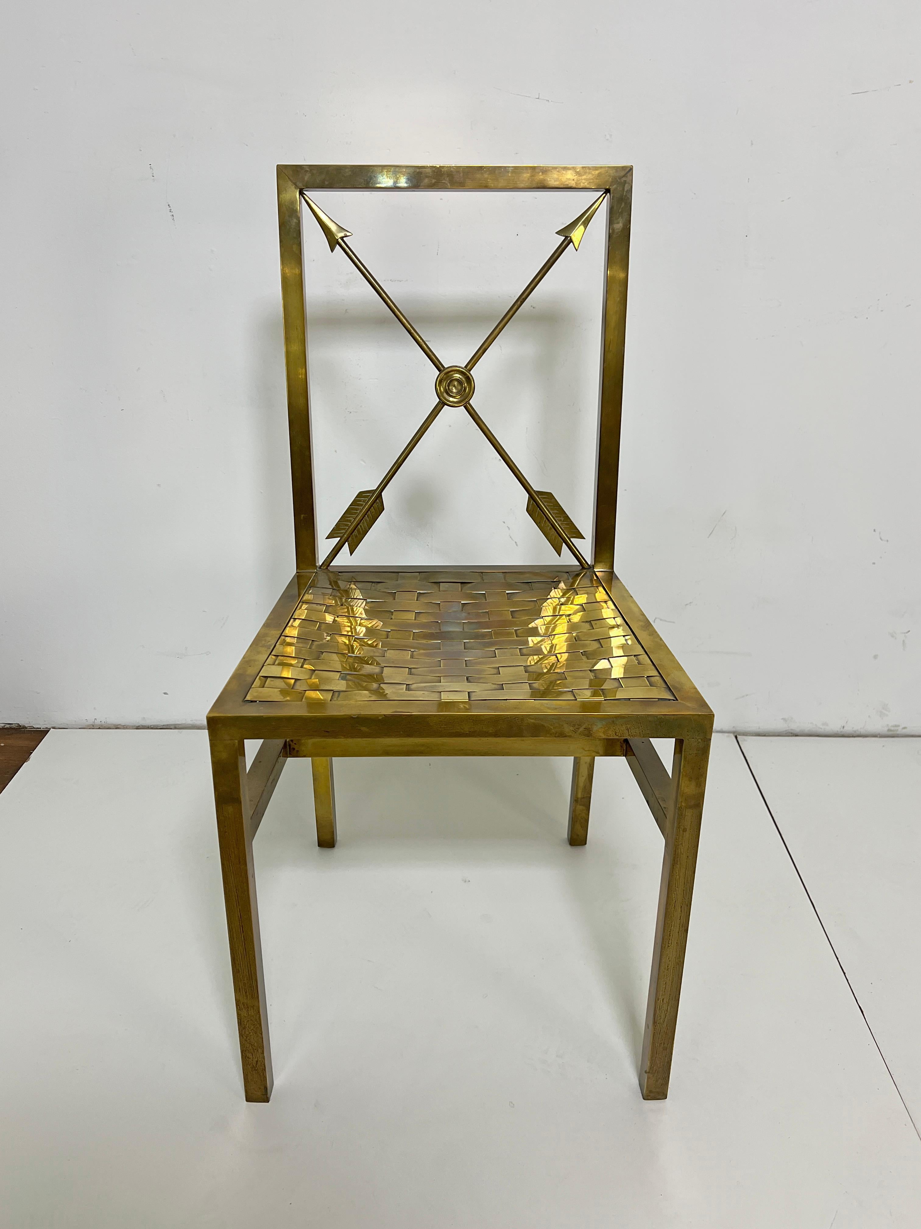 Italian Mastercraft Brass Writing Desk and Chair Circa 1960s For Sale