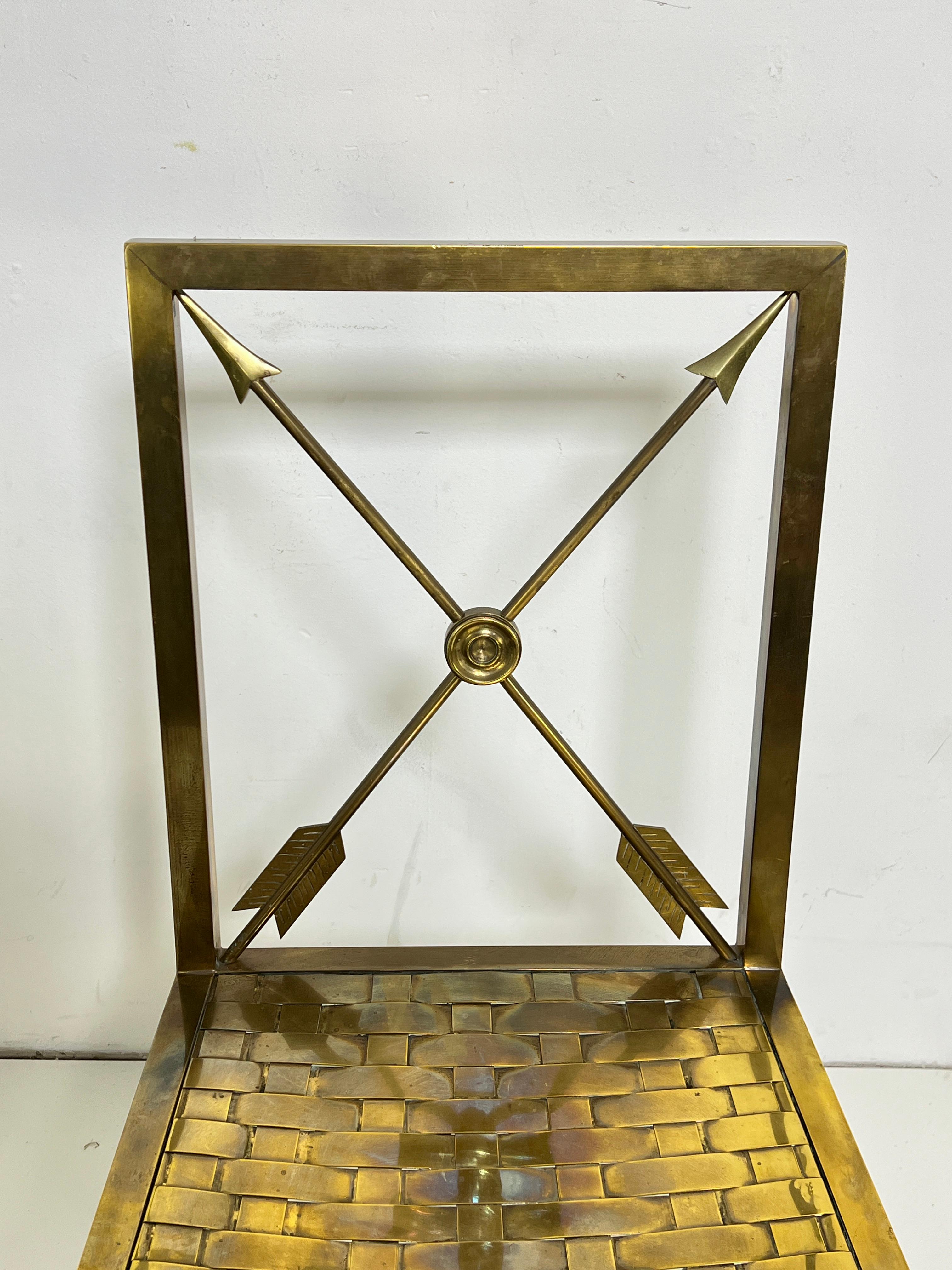 Mastercraft Brass Writing Desk and Chair Circa 1960s In Good Condition For Sale In Peabody, MA