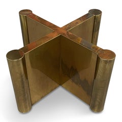 Mastercraft Brass X Base Coffee/Cocktail Table with Beveled Square Glass