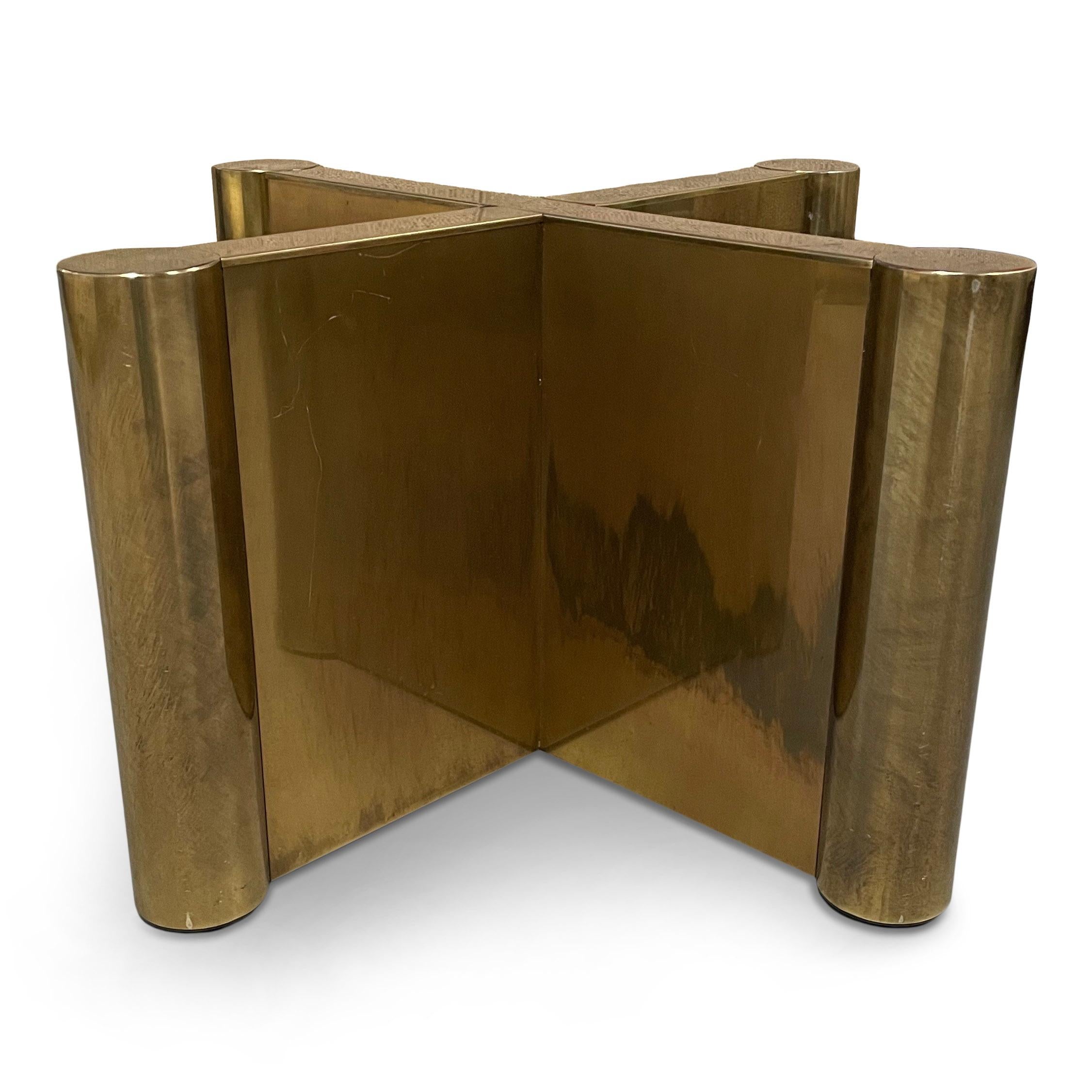 Mid-Century Modern Mastercraft Brass X Base Coffee/Cocktail Table with Beveled Square Glass
