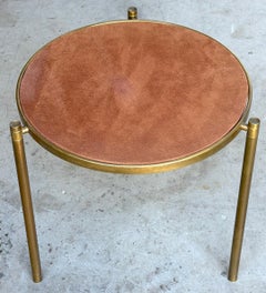 Mastercraft Bronze and Suede Side Table, USA, circa 1970s