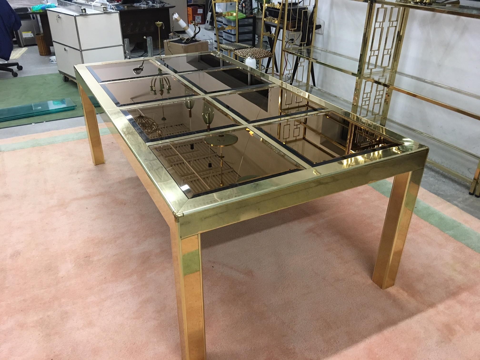 Mastercraft Bronze Mirror and Brass Dining Table (SATURDAY SALE) For Sale 3