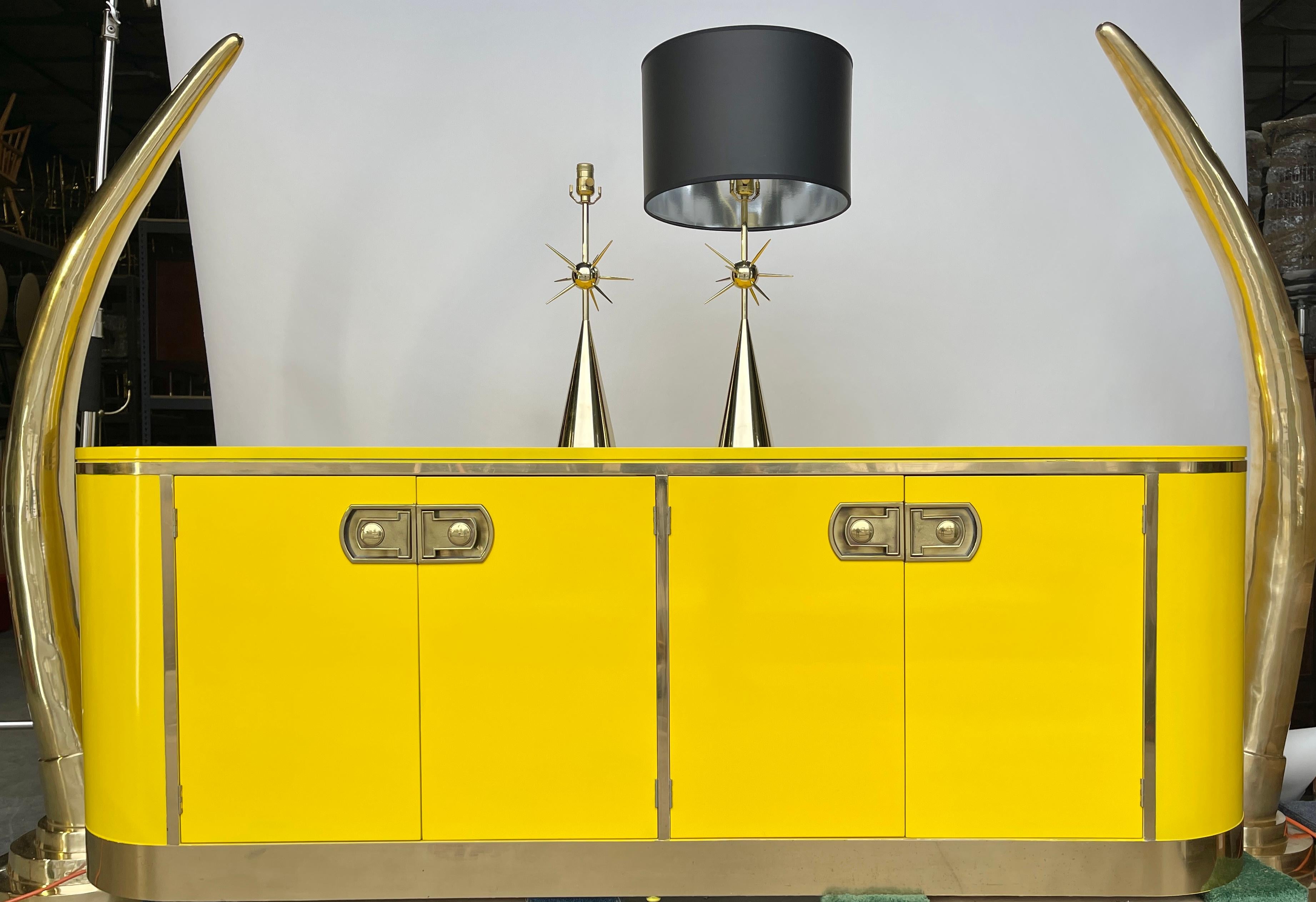 Mastercraft Buffet in Polished Brass and Yellow High Gloss Lacquer 4