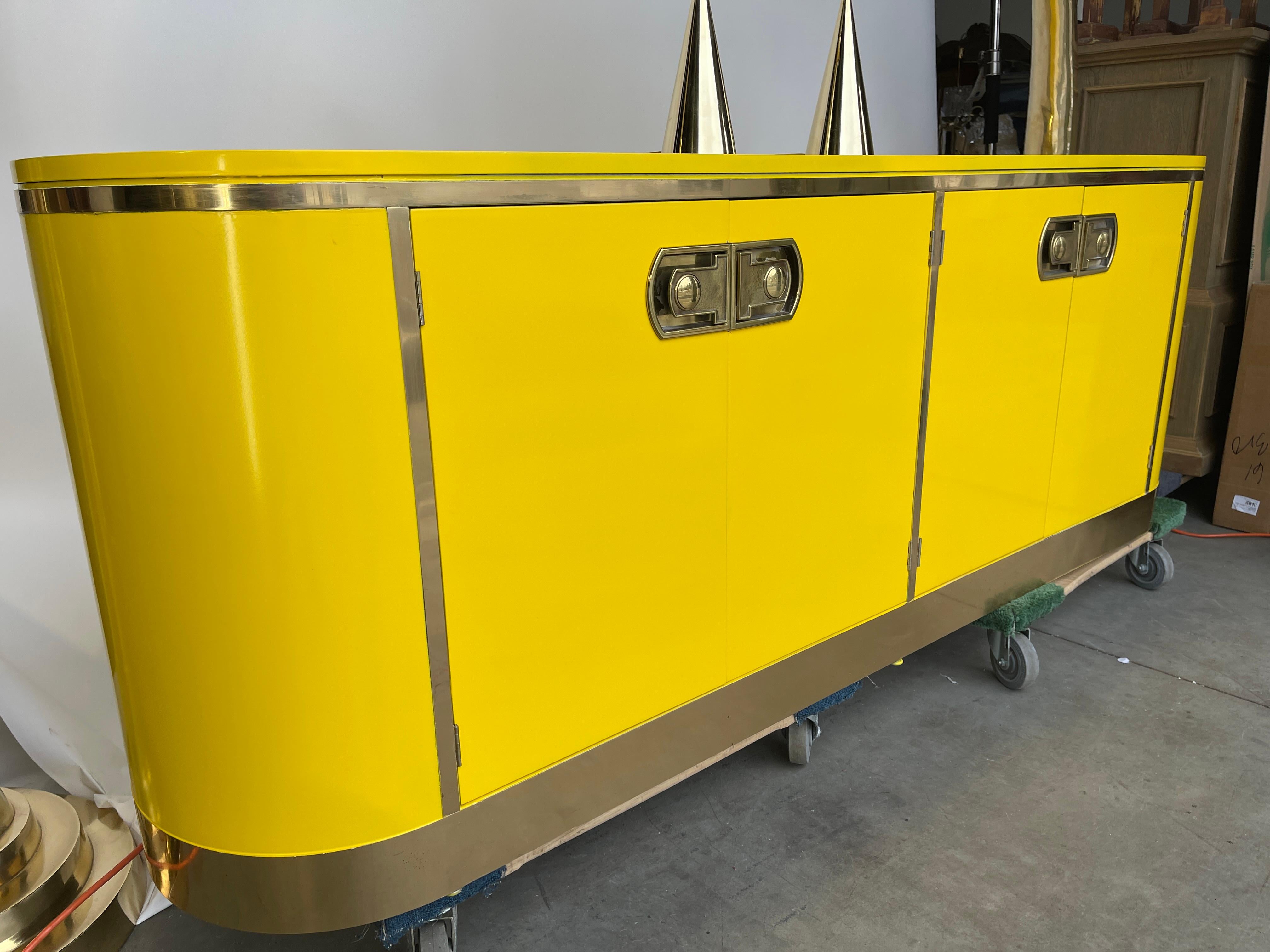 Mastercraft Buffet in Polished Brass and Yellow High Gloss Lacquer 2