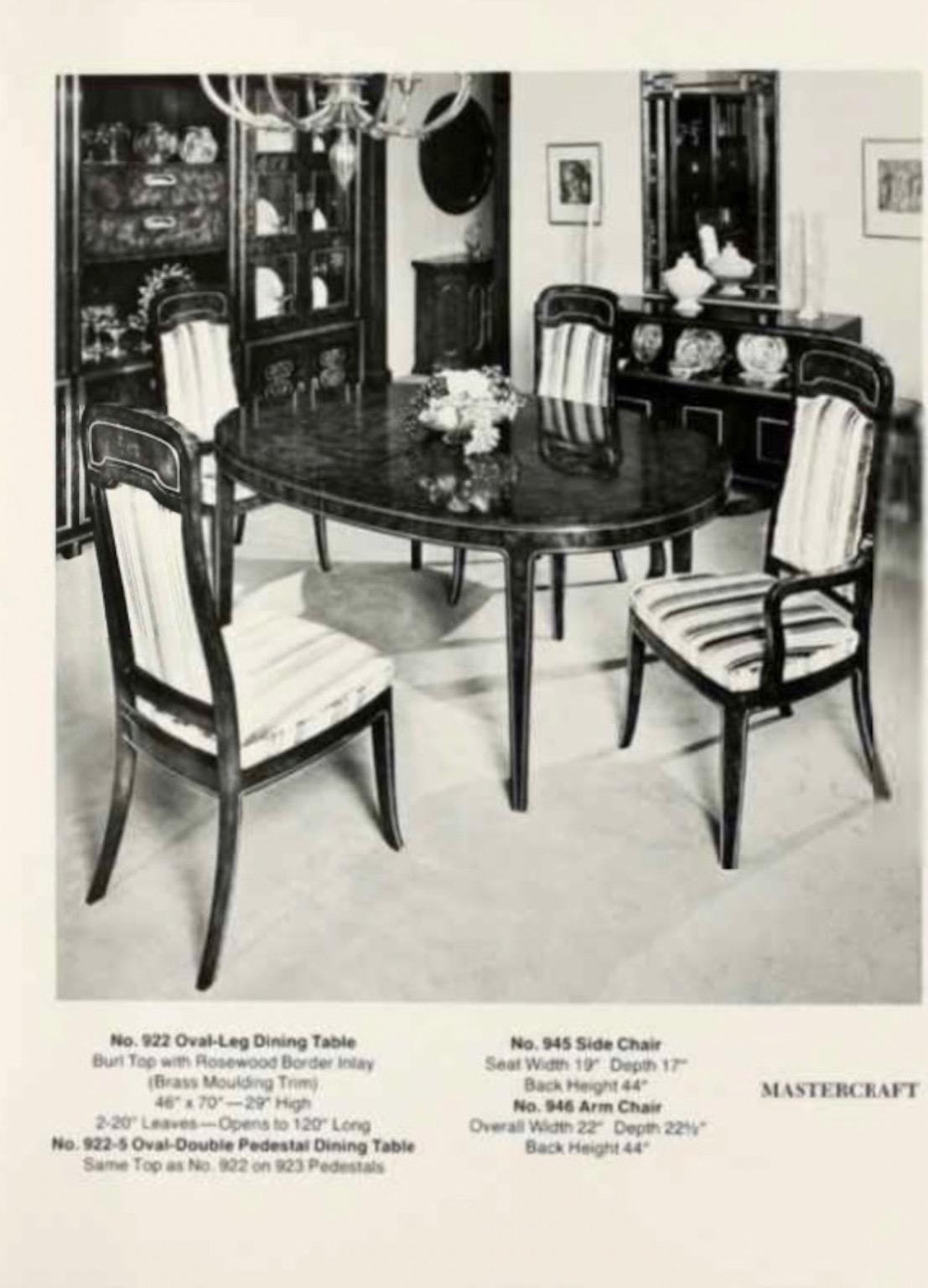 Table de salle à manger à rallonge Mastercraft et six chaises en vente 9