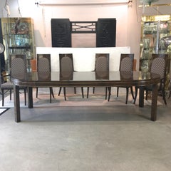 Mastercraft Wurzelholz und Messing Ausziehbarer Esstisch und sechs Stühle