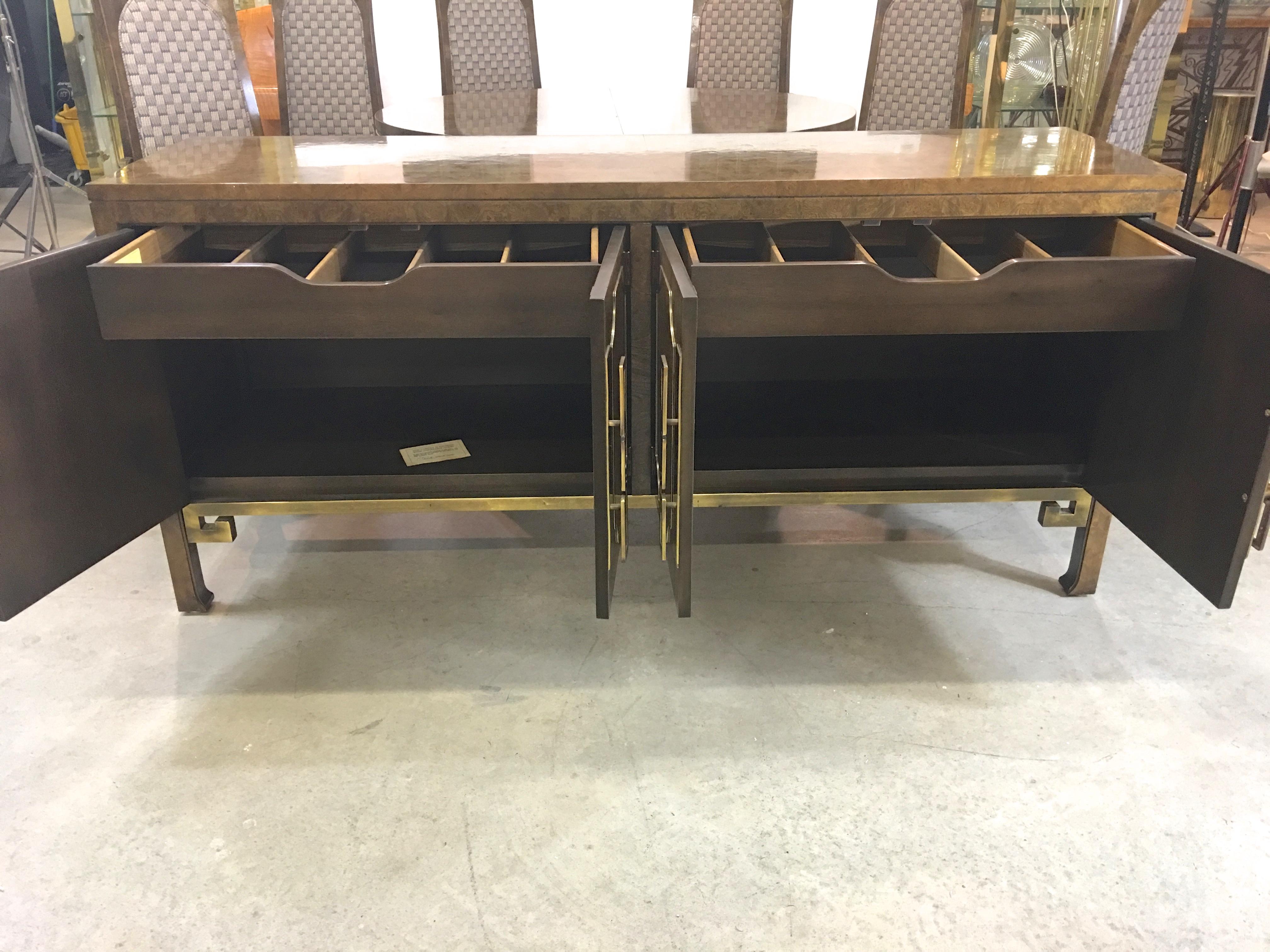 Mid-Century Modern Mastercraft Burl and Brass Sideboard Buffet (SATURDAY SALE)