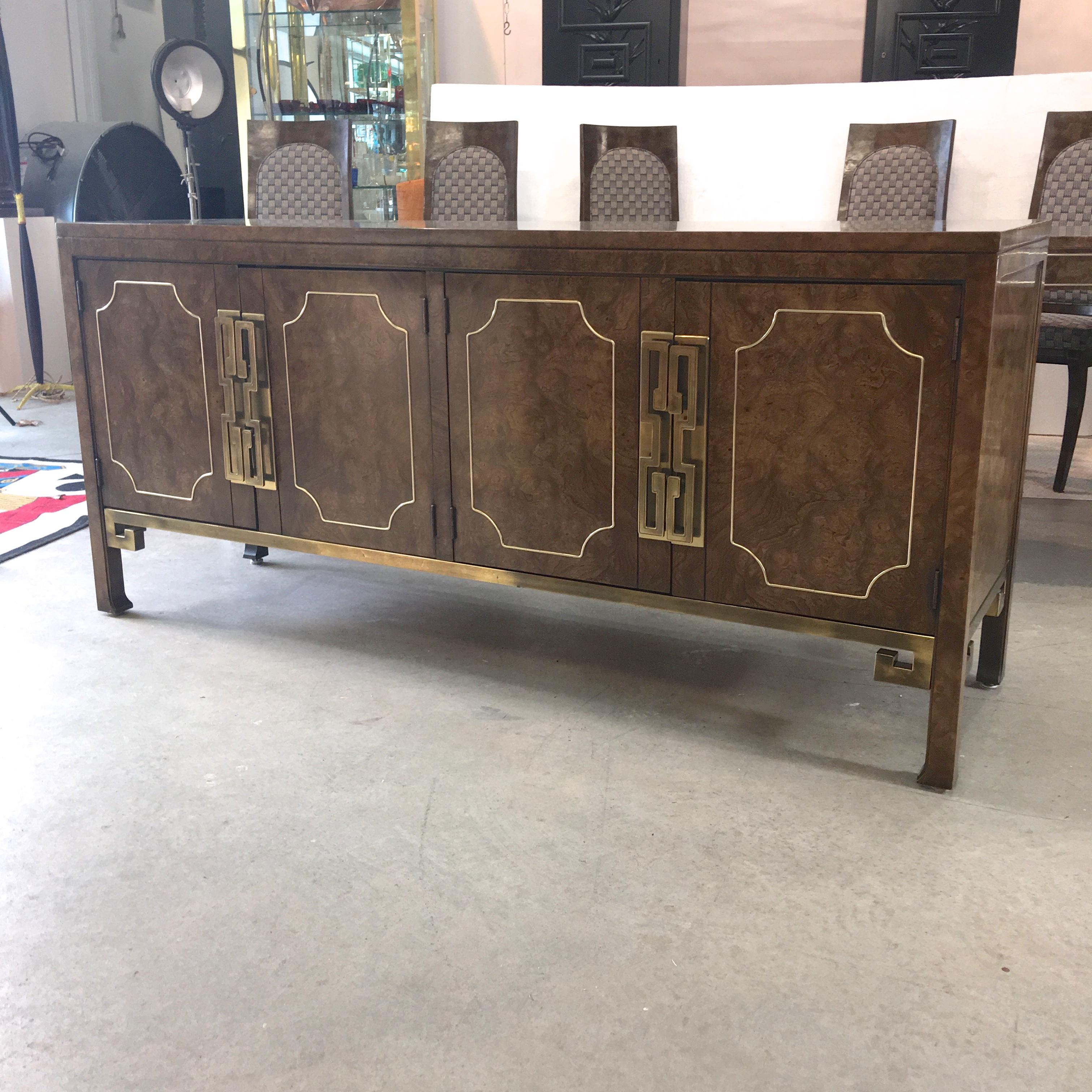 American Mastercraft Burl and Brass Sideboard Buffet (SATURDAY SALE)