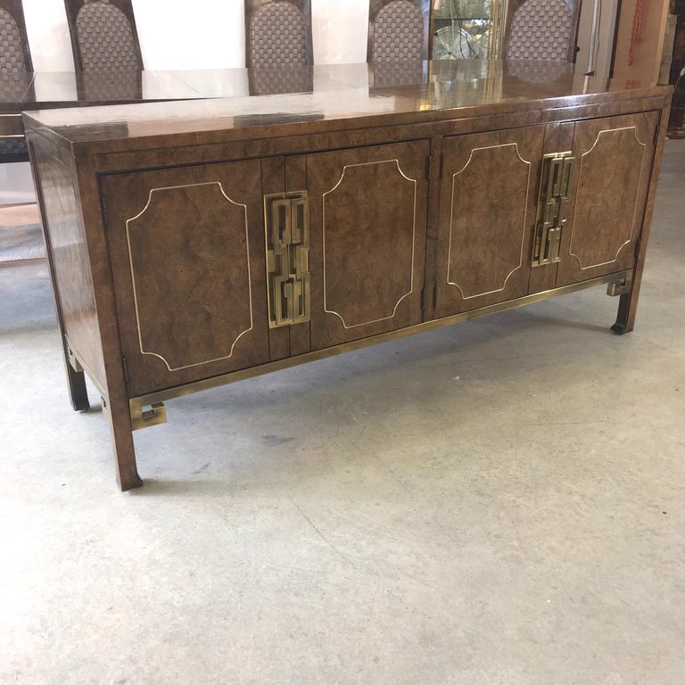 Mastercraft Burl and Brass Sideboard Buffet For Sale at 1stdibs
