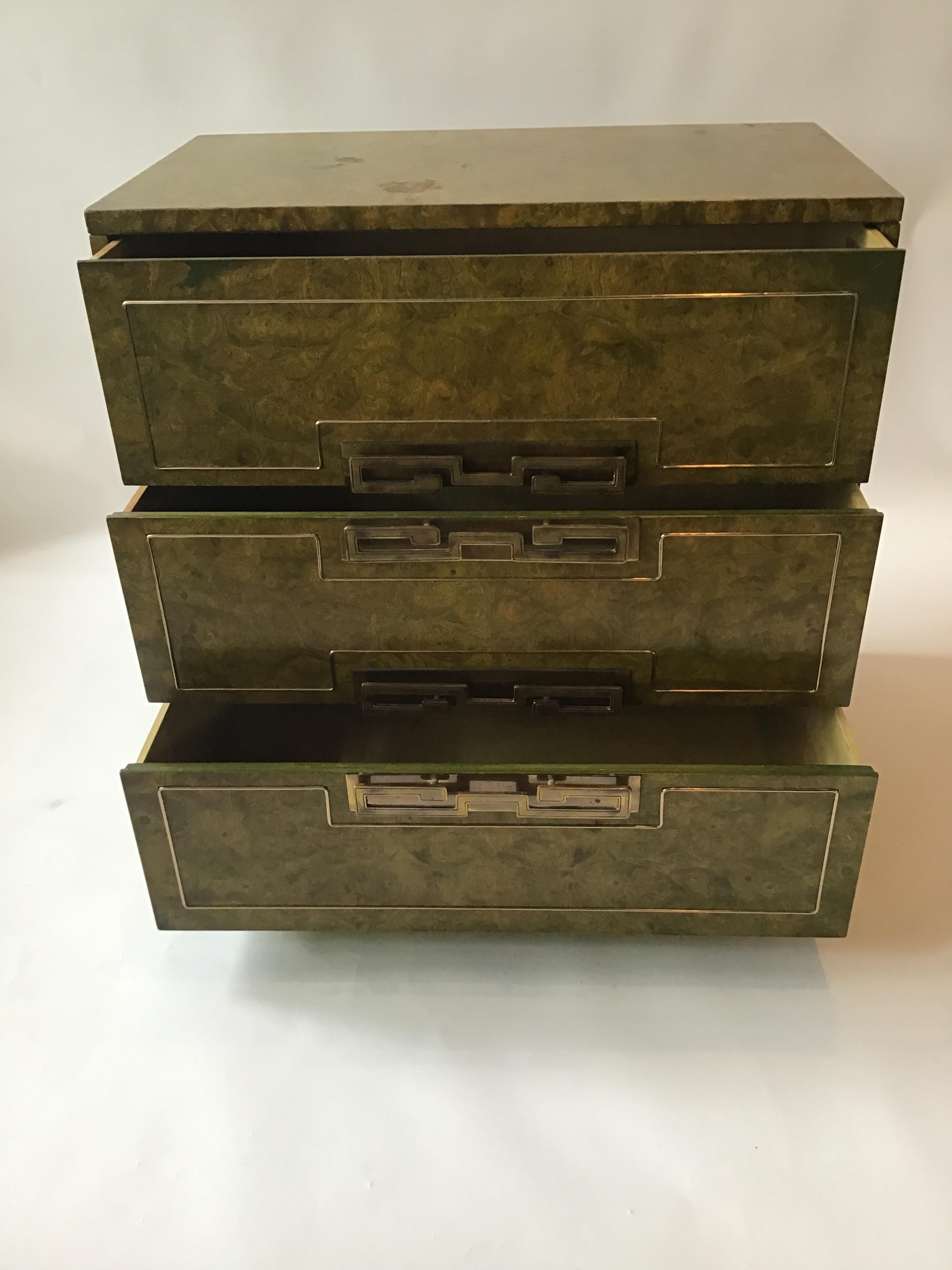 Mastercraft Burl Chest in Green Tint For Sale 6