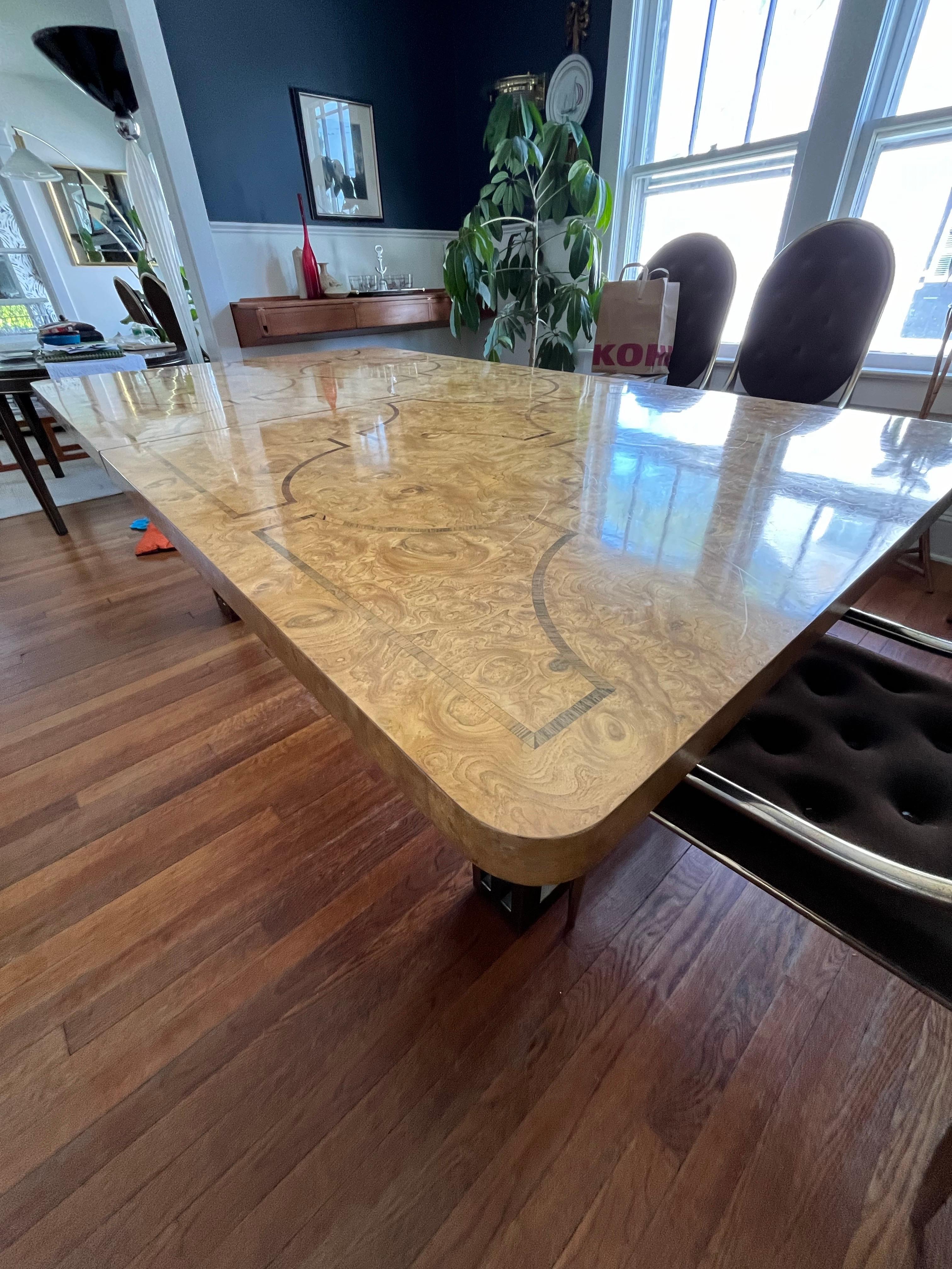 20th Century Mastercraft Burl Dining Table For Sale