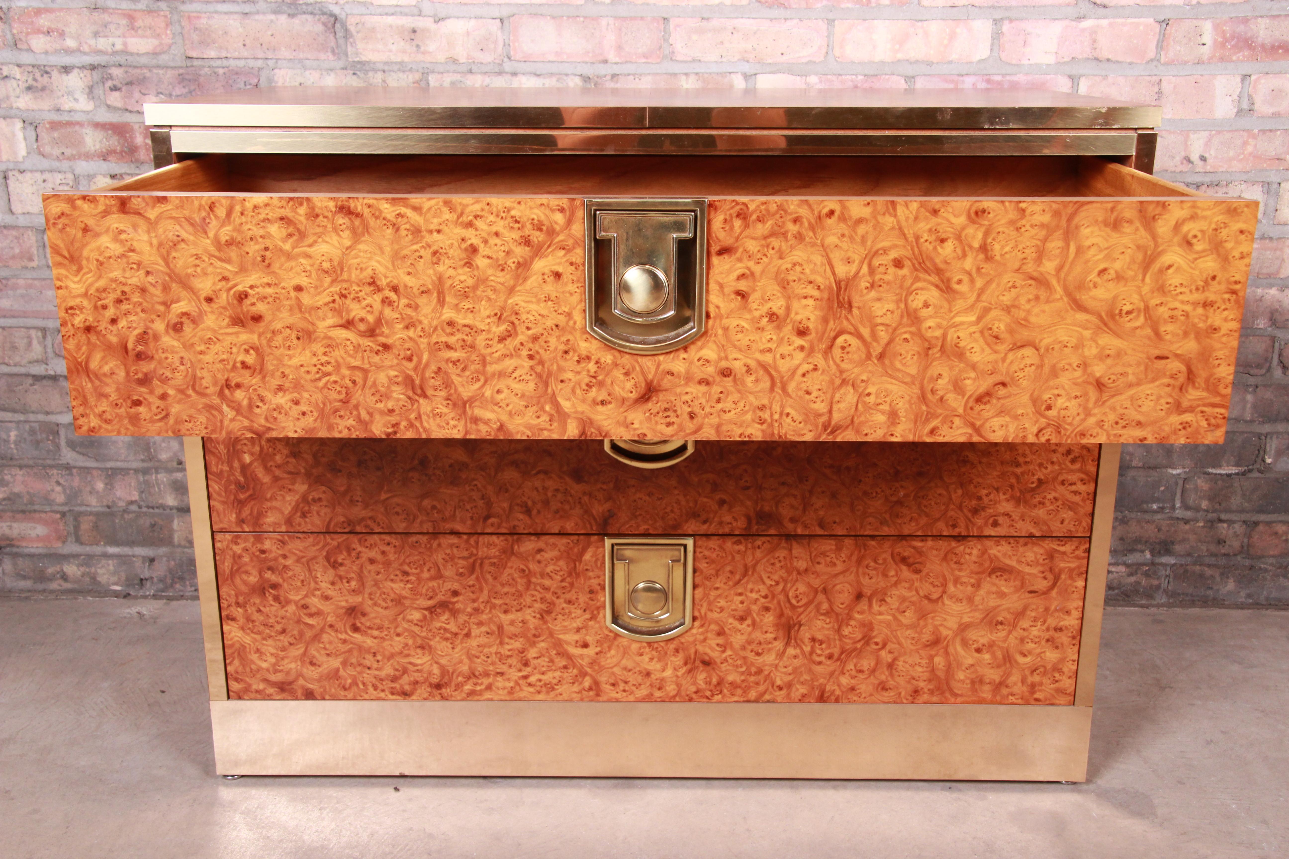 Mastercraft Burl, Rosewood, and Brass Chest of Drawers, circa 1970s 4
