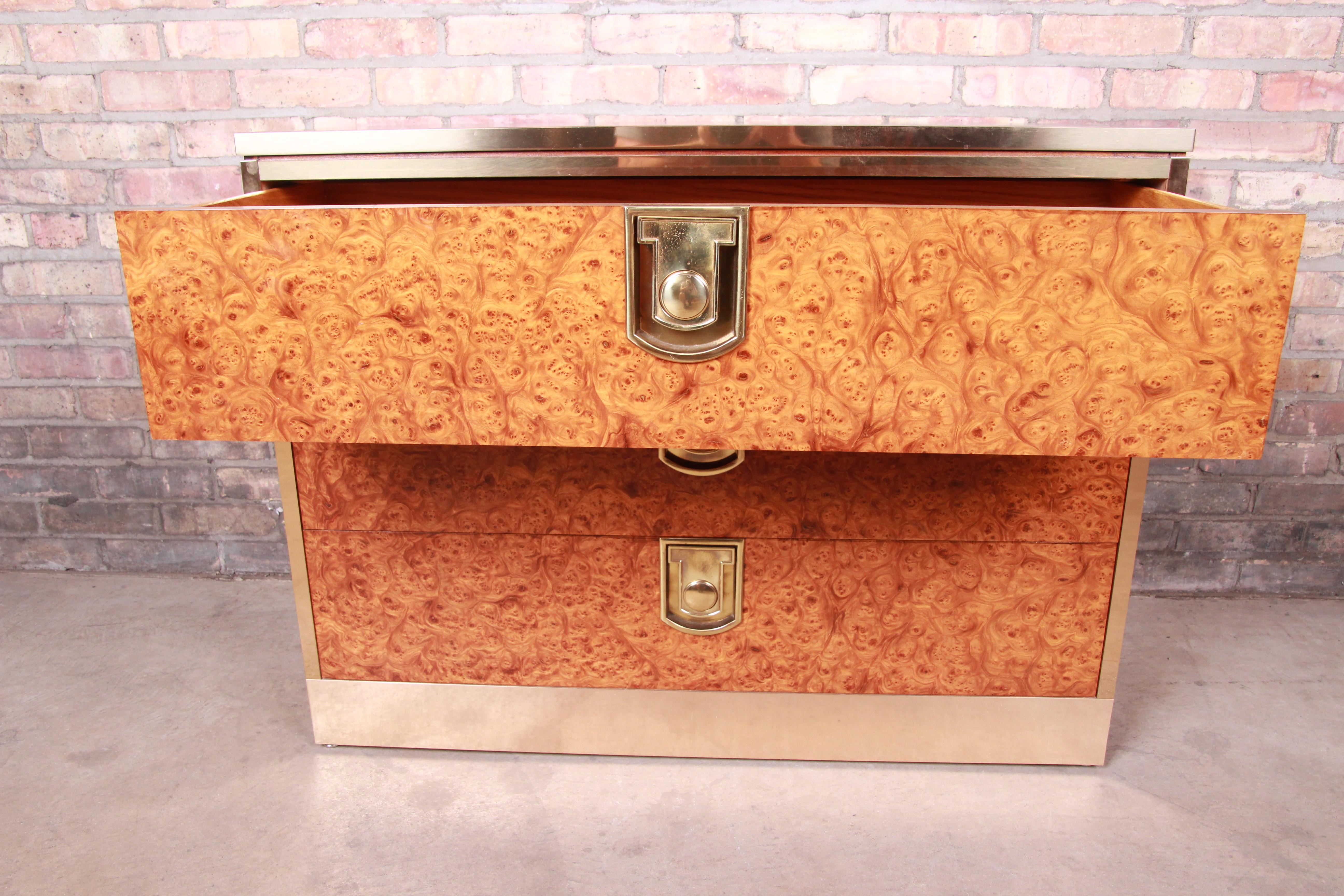 Mastercraft Burl, Rosewood, and Brass Chest of Drawers, circa 1970s 4