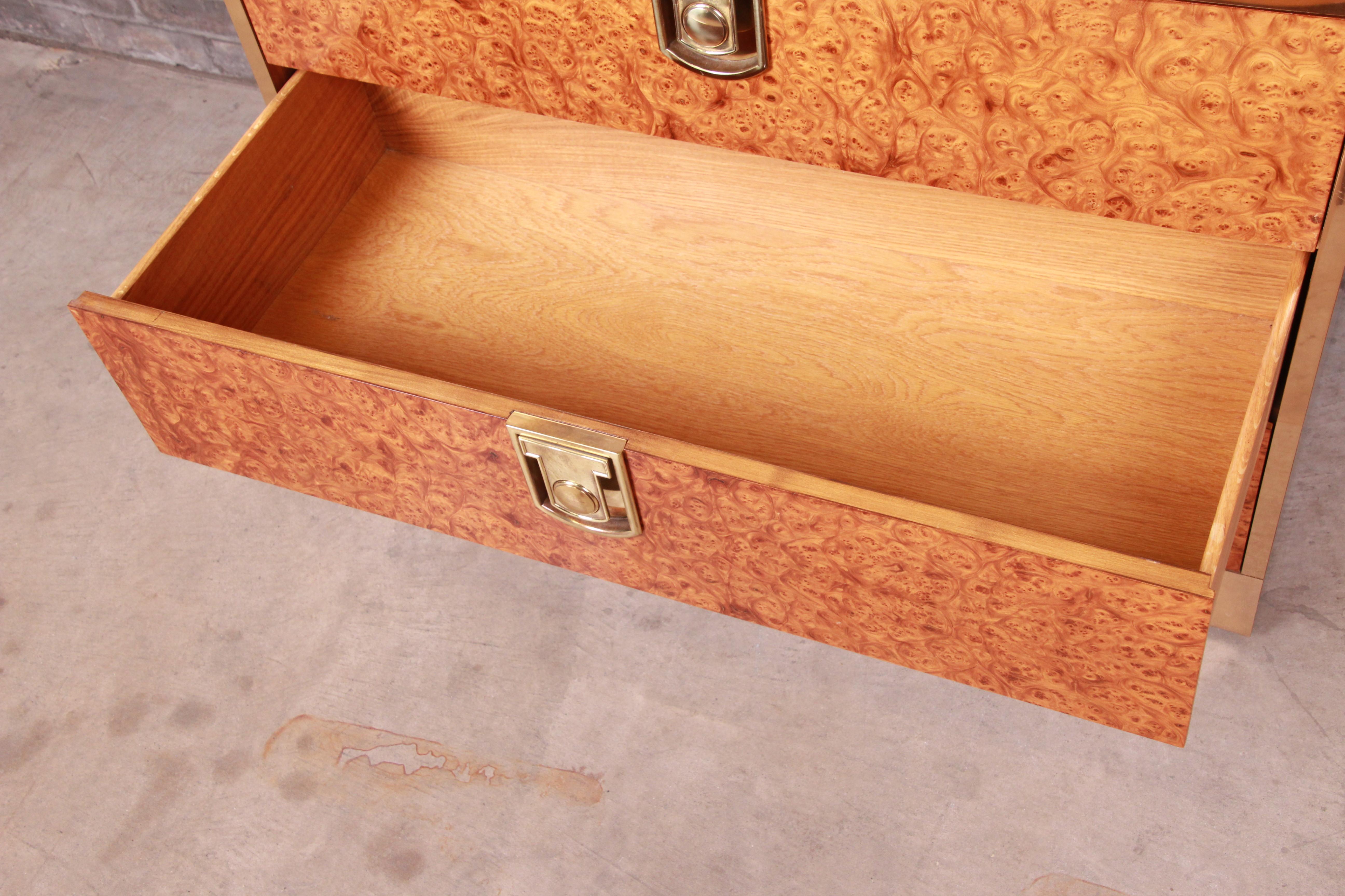 Mastercraft Burl, Rosewood, and Brass Chest of Drawers, circa 1970s 5