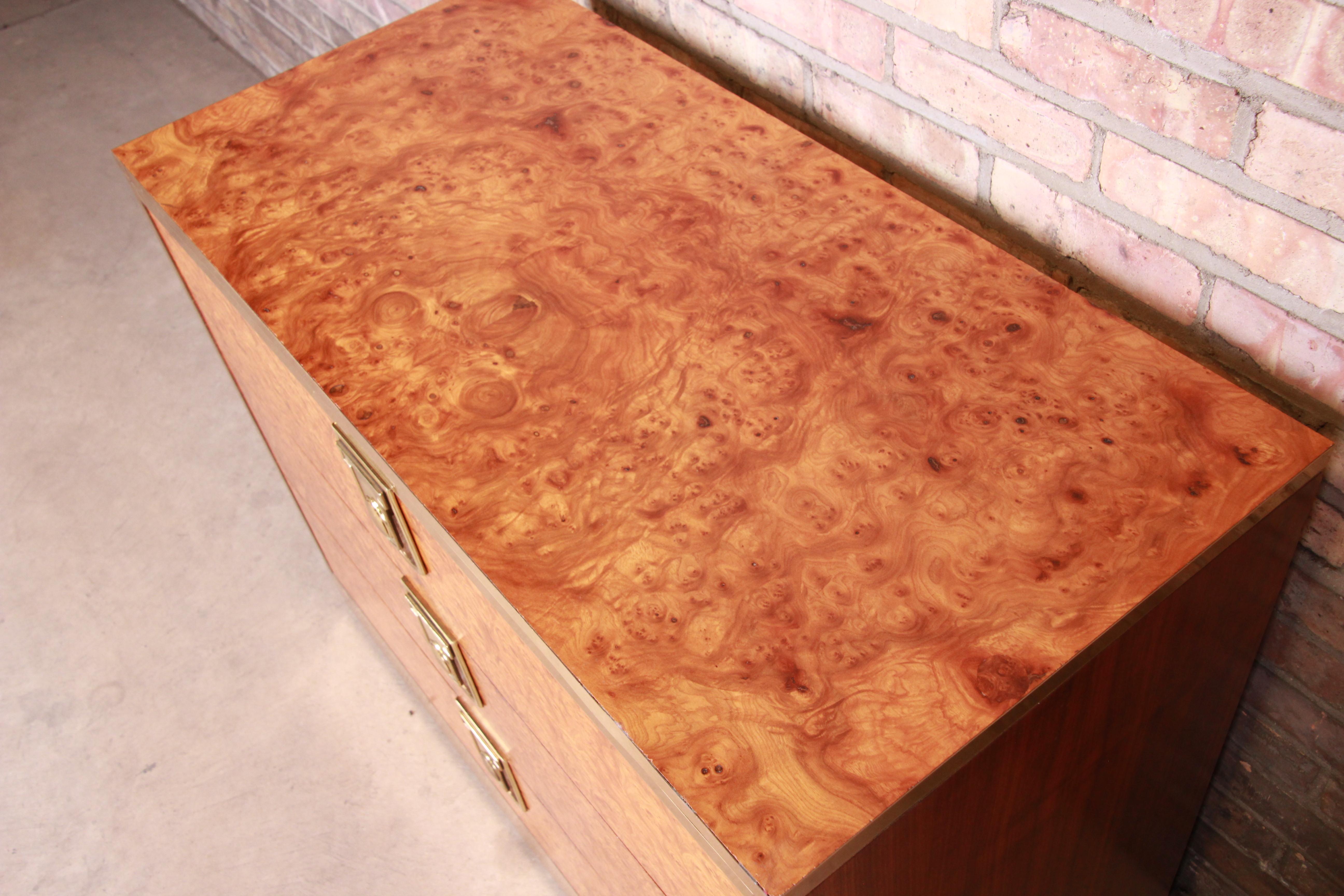 Mastercraft Burl, Rosewood, and Brass Chest of Drawers, circa 1970s 2