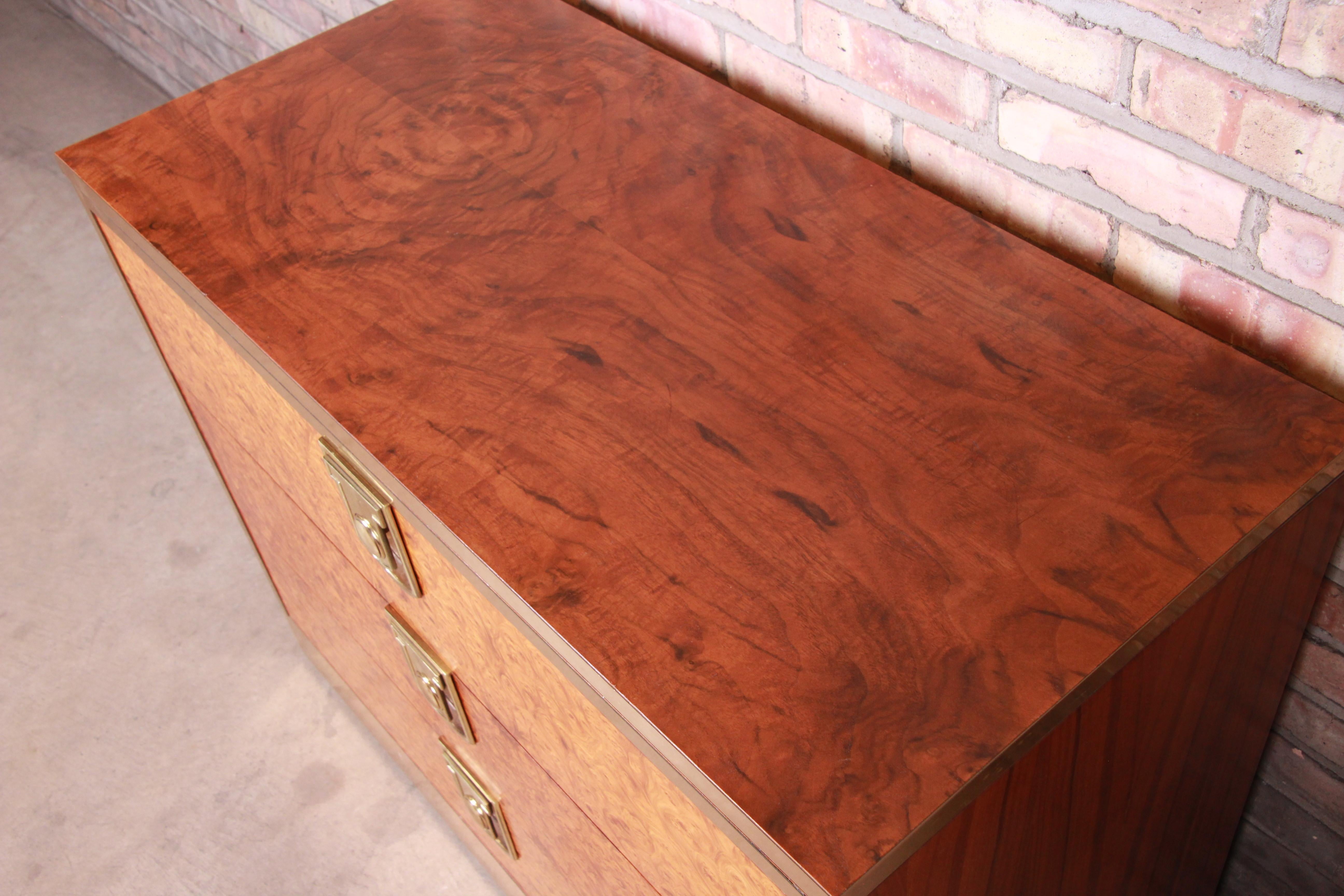 Mastercraft Burl, Rosewood, and Brass Chest of Drawers, circa 1970s 2