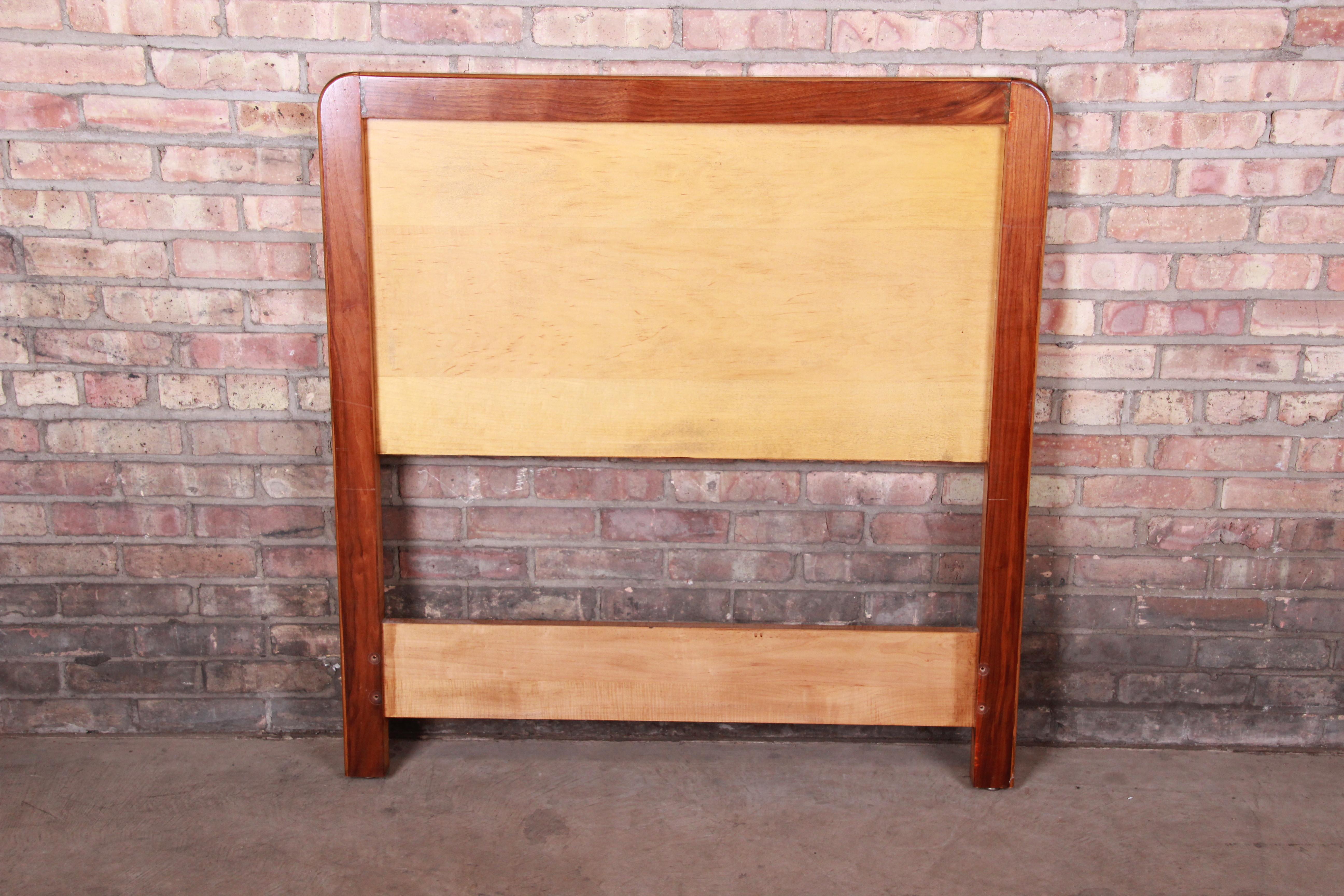 Mastercraft Burl Wood and Brass Twin Size Headboard, circa 1970s In Good Condition In South Bend, IN