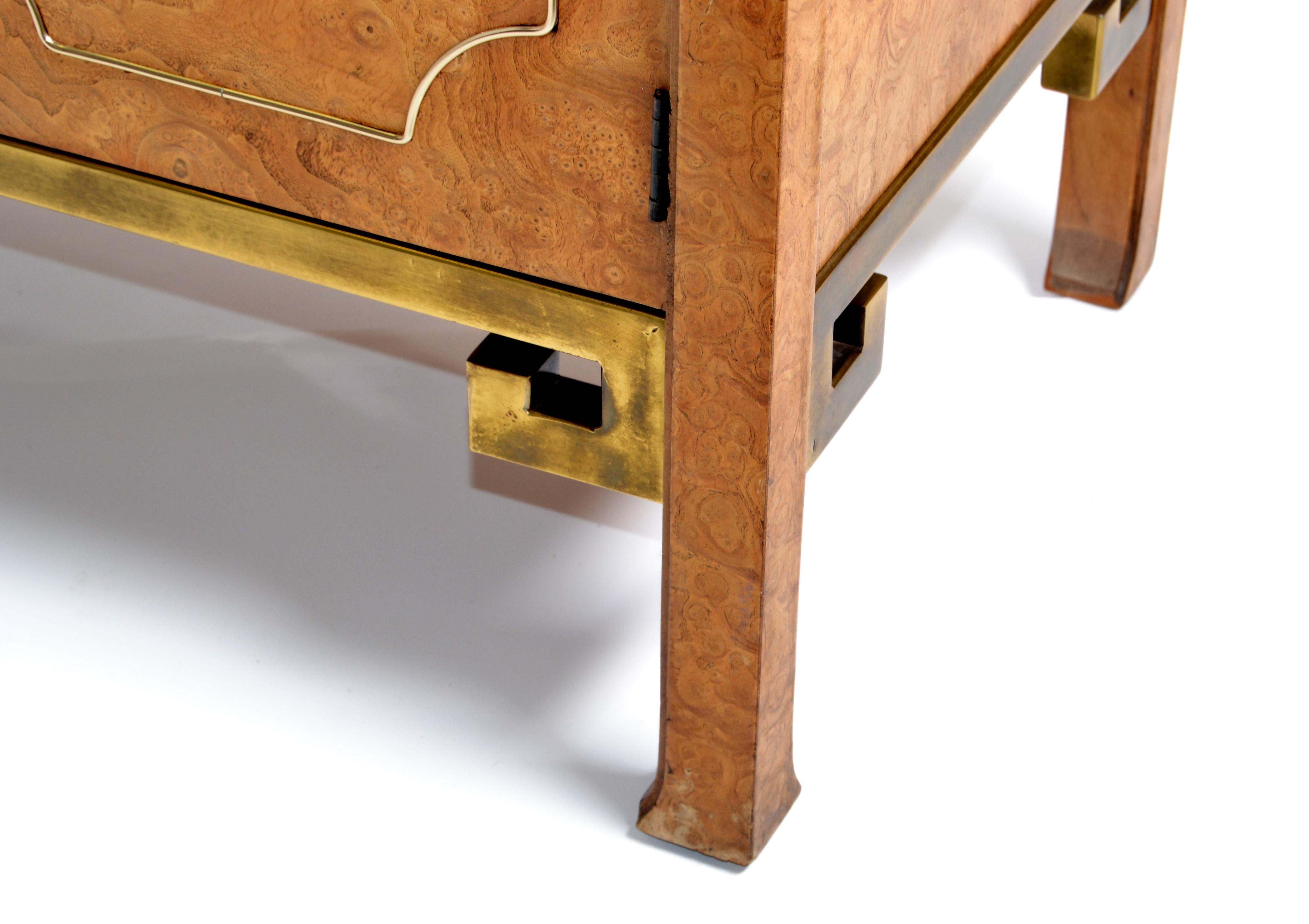 Mastercraft Burl Wood Brass Greek Key Detail Credenza Sideboard William Doezema For Sale 5