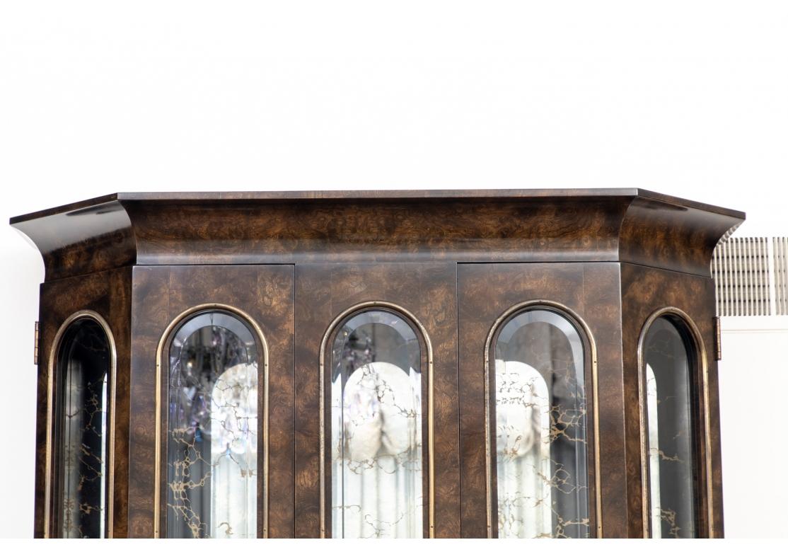 20th Century Mastercraft Burl Wood Curio Display Cabinet Vitrine For Sale