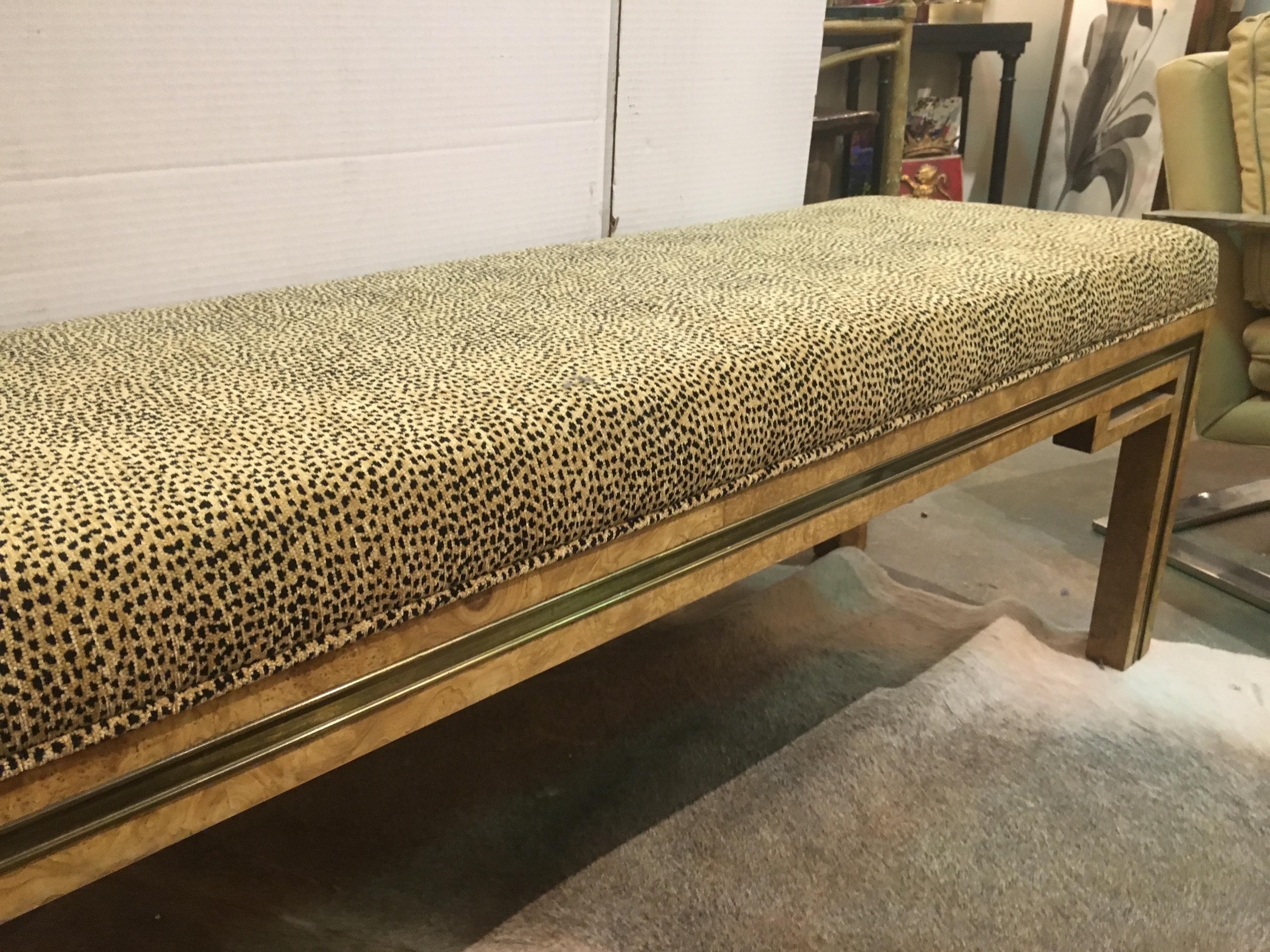 Mastercraft Burl Wood Upholstered Bench 1