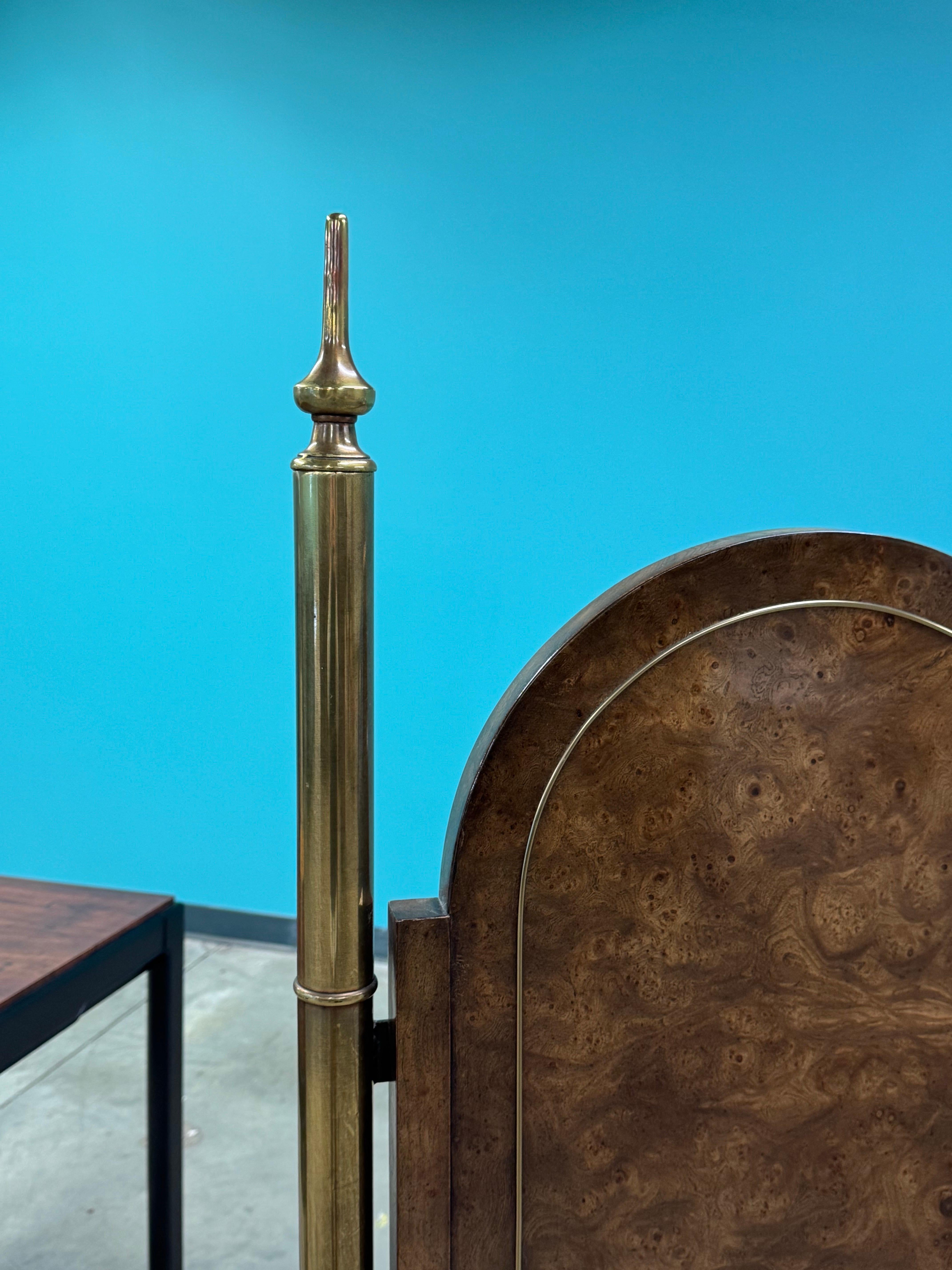 American Mastercraft Burled Amboyna and Brass Queen Headboard For Sale