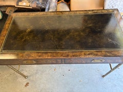 Mastercraft burlwood leather top campaign desk