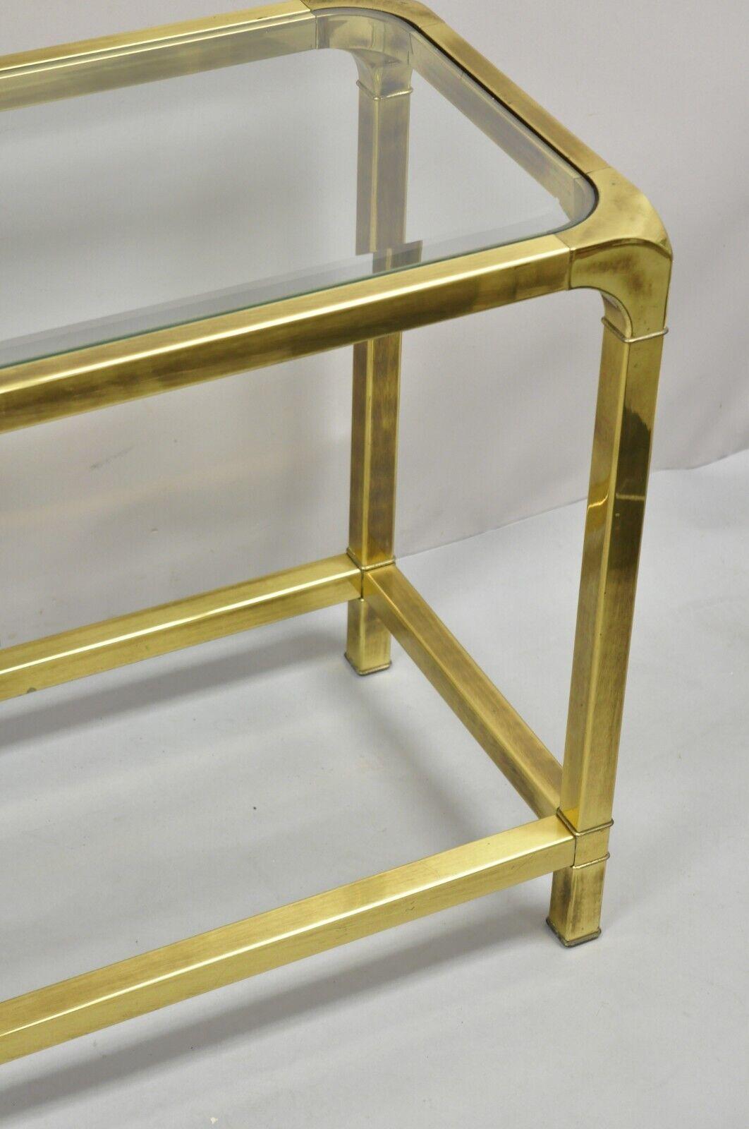 Mastercraft Burnished Brass and Glass Console Sofa Hall Table For Sale 4