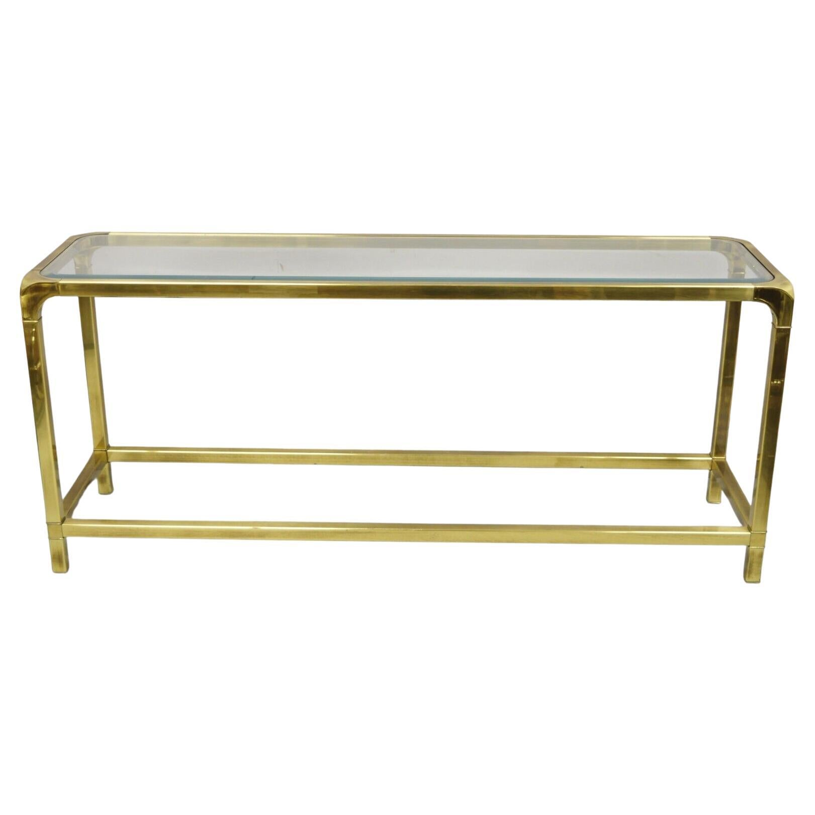 Mastercraft Burnished Brass and Glass Console Sofa Hall Table