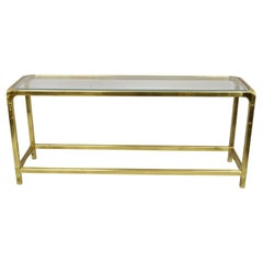 Retro Mastercraft Burnished Brass and Glass Console Sofa Hall Table