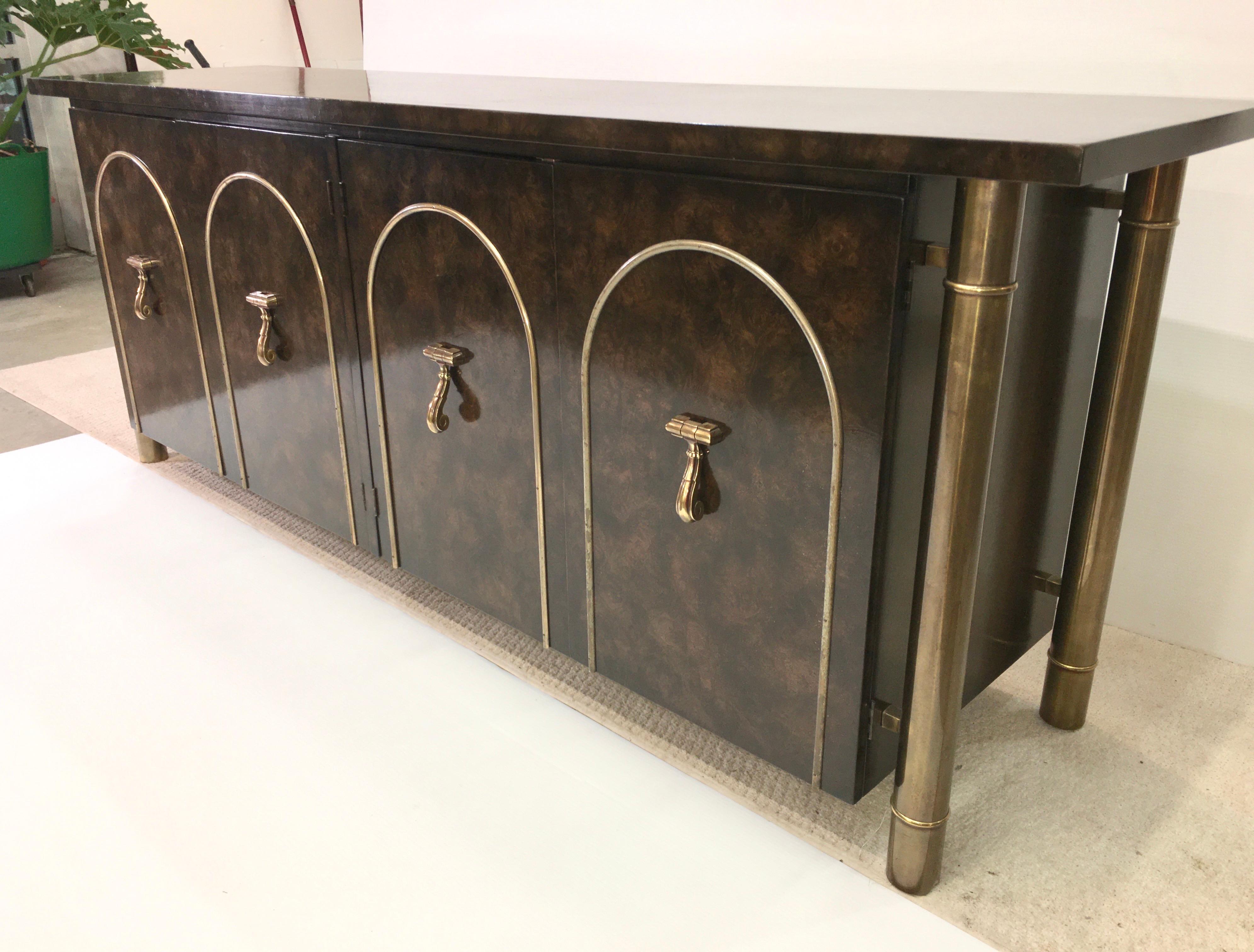 Mastercraft Carpathian Elm and Brass Sideboard For Sale 9