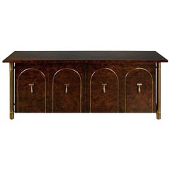 Retro Mastercraft Carpathian Elm and Brass Sideboard