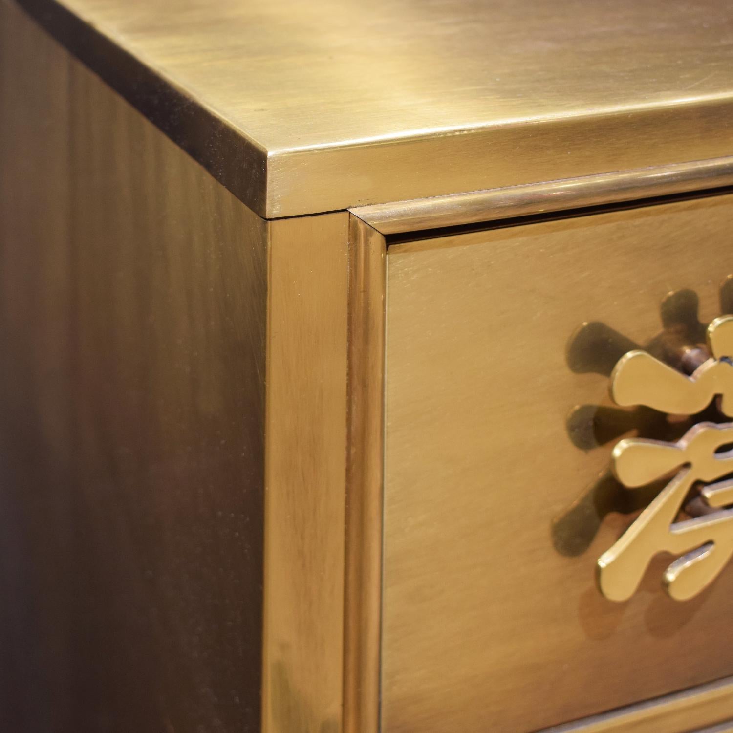 Modern Mastercraft Chest of Drawers in Bronze with Chinese Characters 1970s 'Signed'