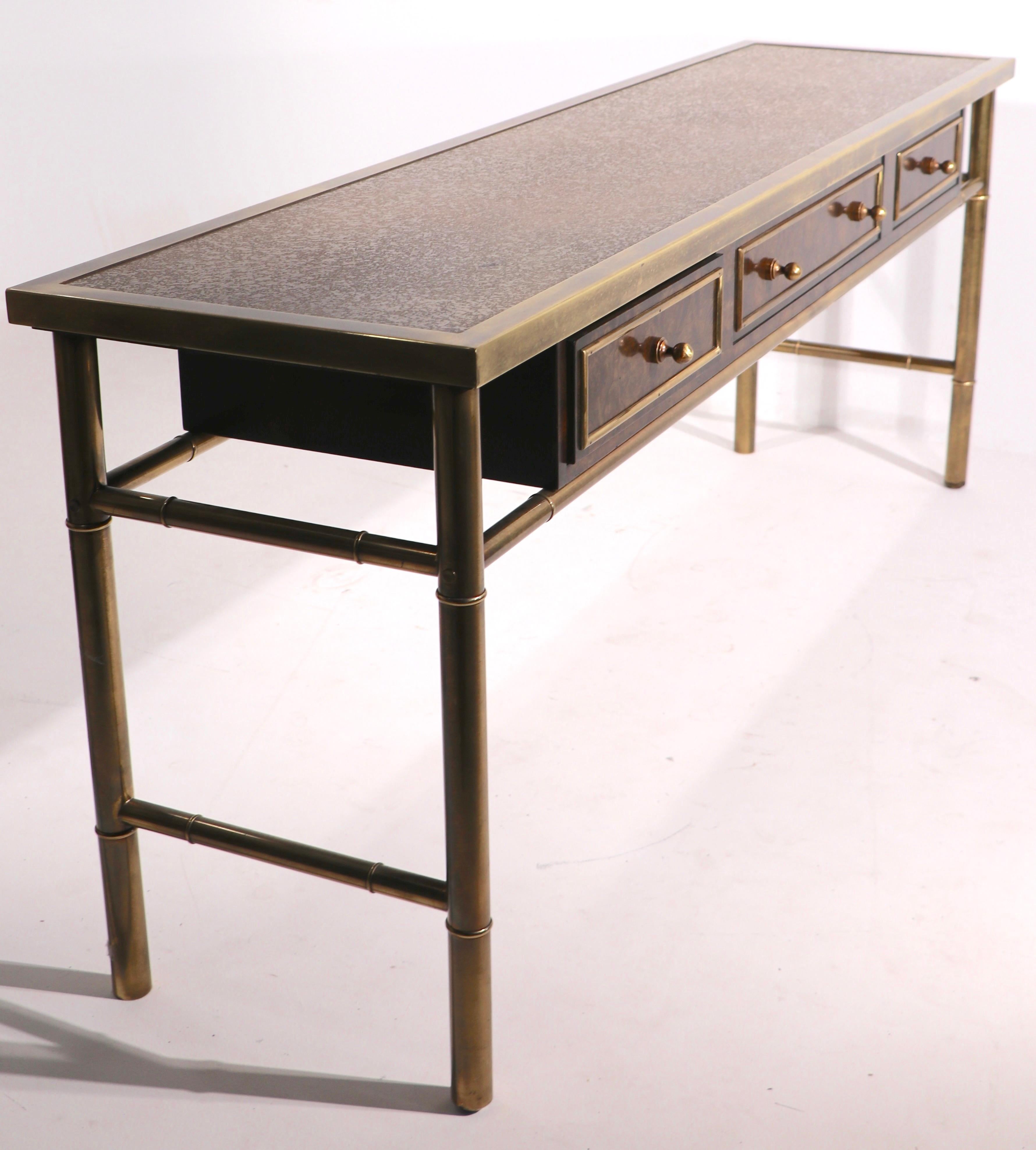 Mastercraft Console Sideboard Server in Brass and Wood 10