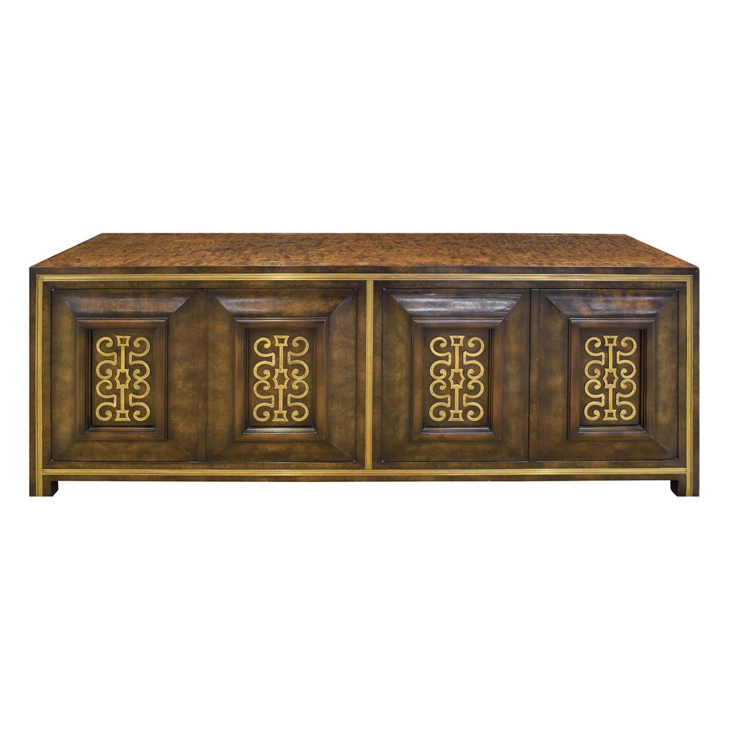 Mastercraft Credenza in Carpathian Elm and Brass 1960s 'Signed'