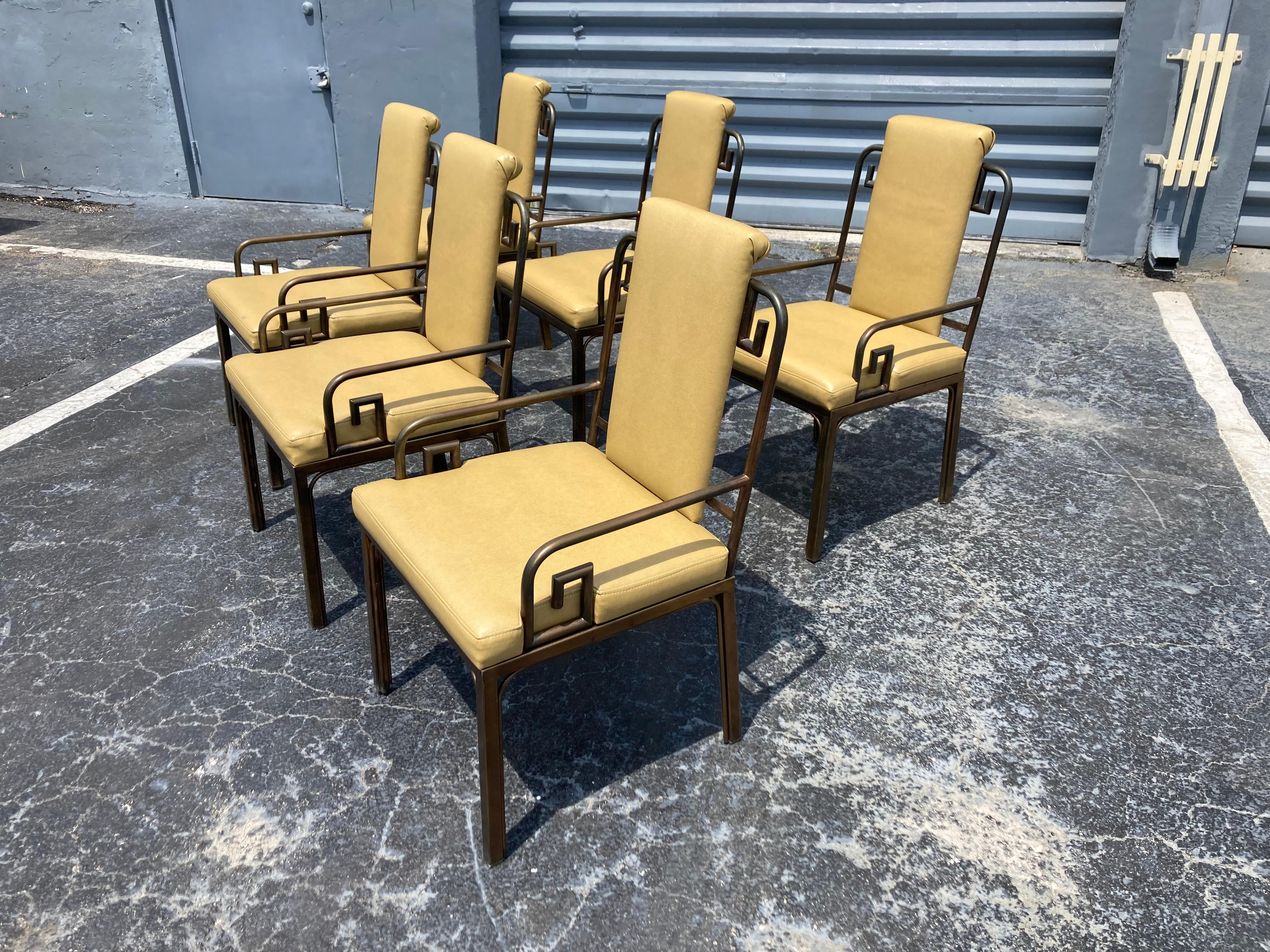 Mastercraft Dining Chairs, Greek Key, Brass, Mid-Century Modern  10