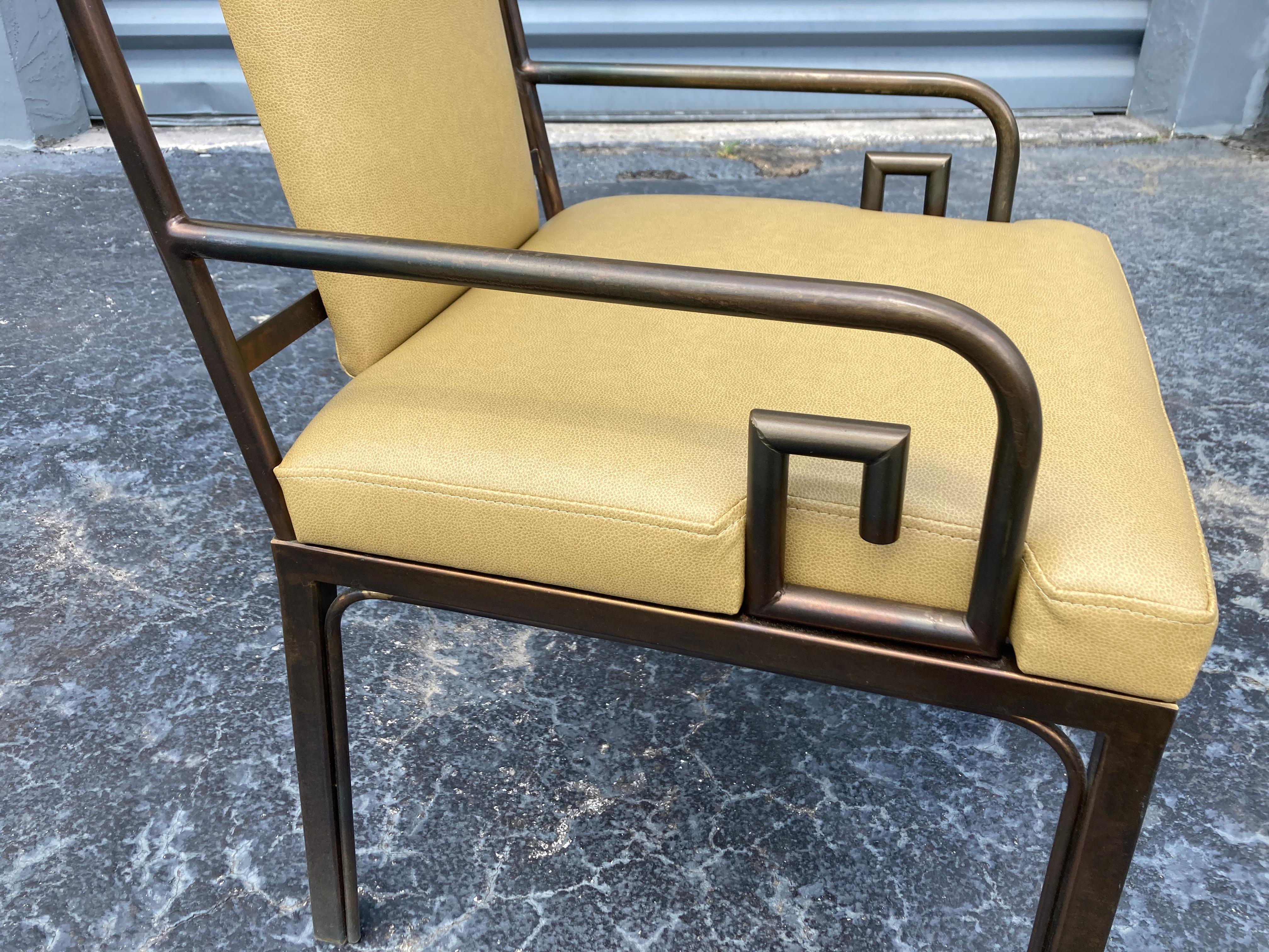 Mastercraft Dining Chairs, Greek Key, Brass, Mid-Century Modern  In Good Condition In Miami, FL