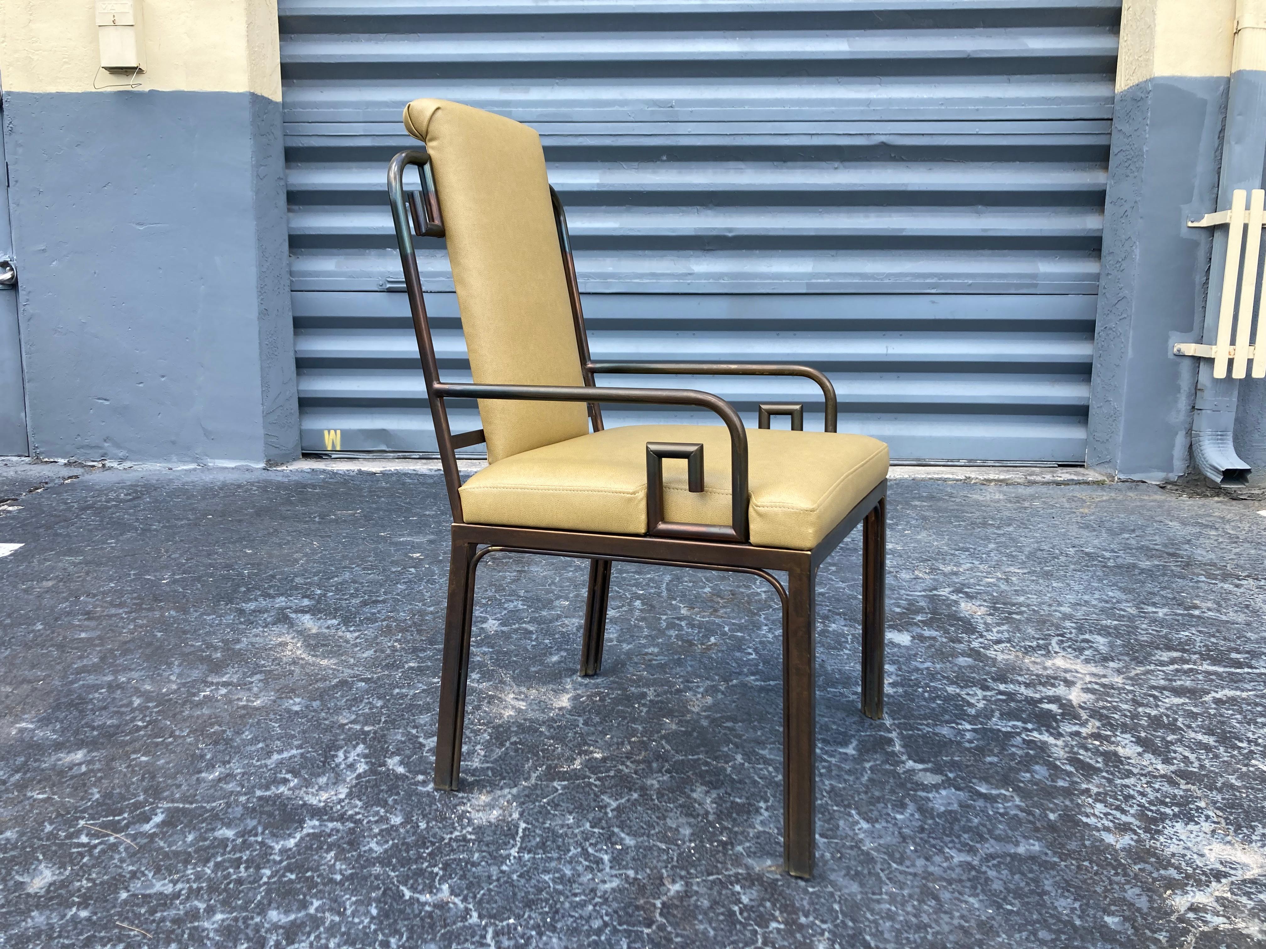 Late 20th Century Mastercraft Dining Chairs, Greek Key, Brass, Mid-Century Modern 