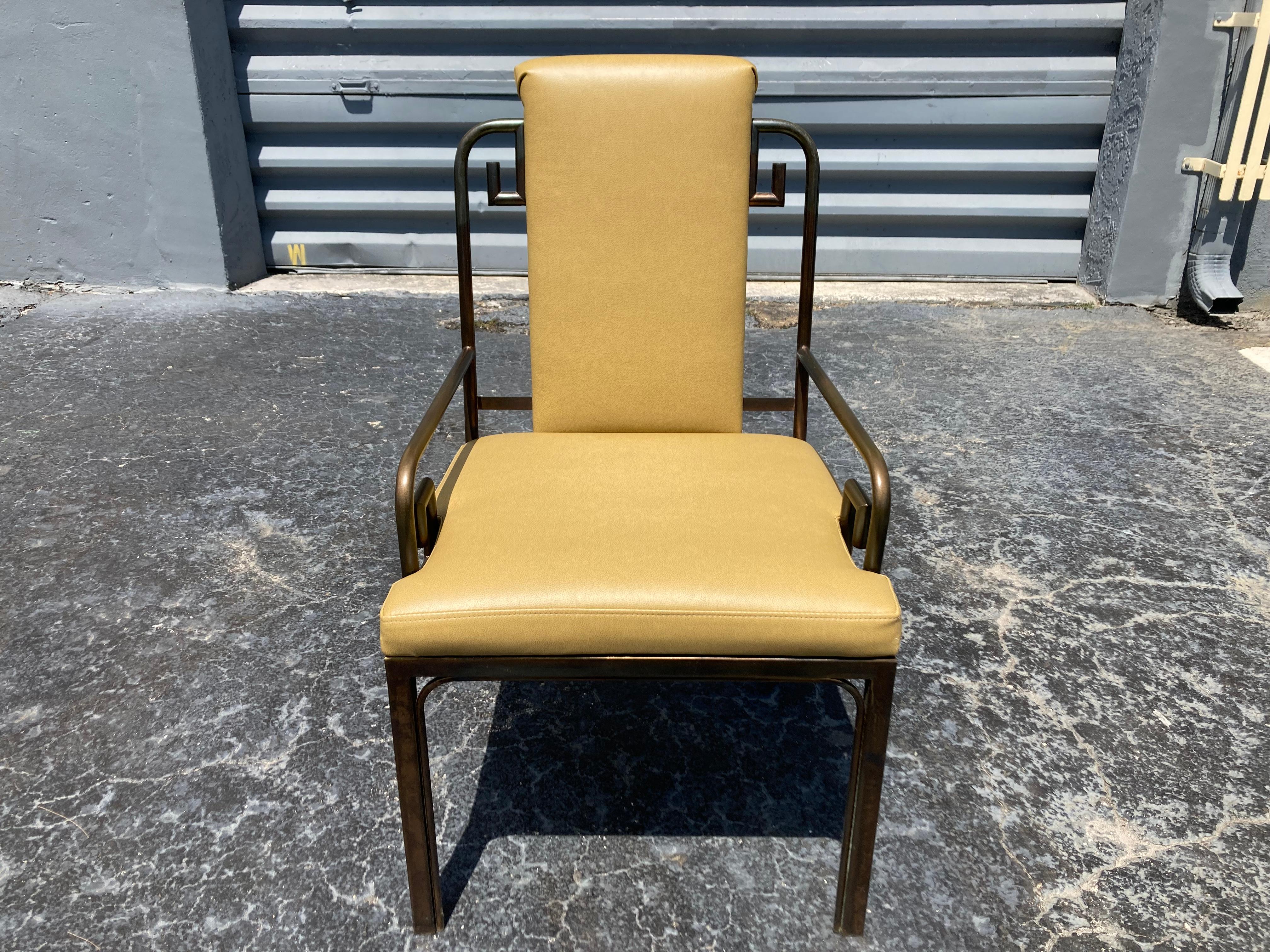 Mastercraft Dining Chairs, Greek Key, Brass, Mid-Century Modern  1