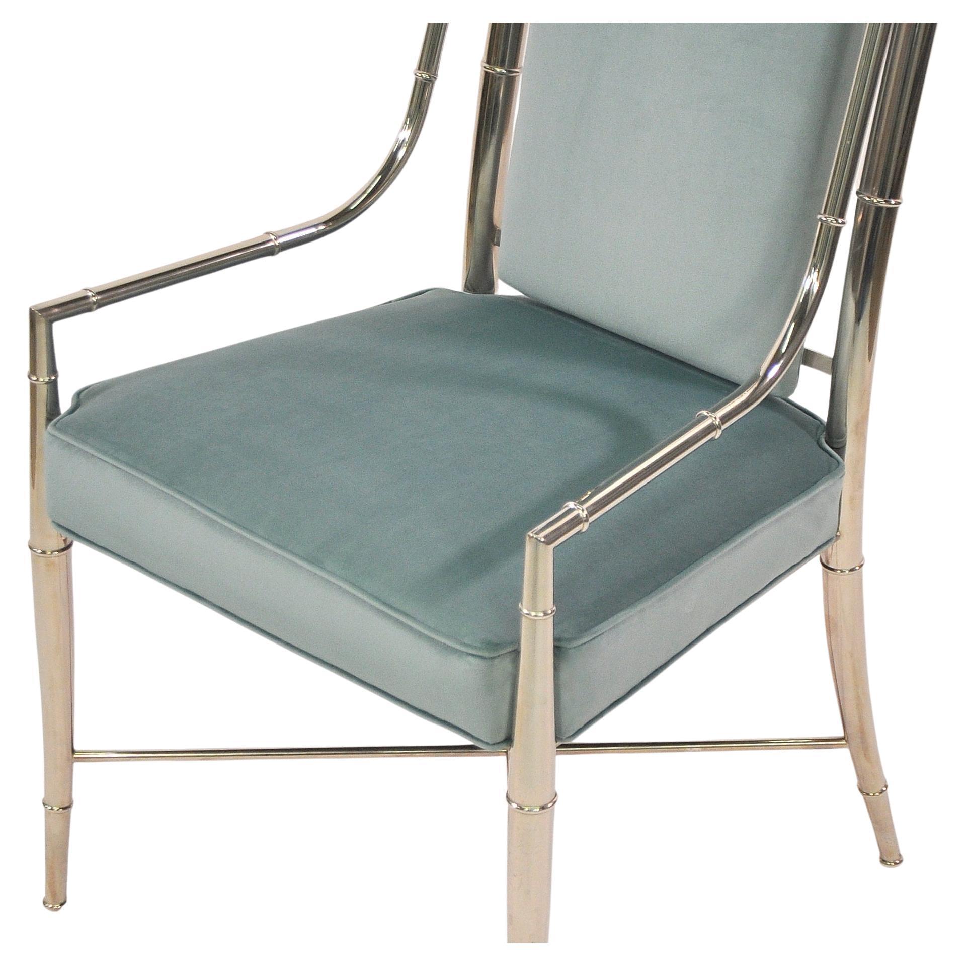 Mastercraft Dining Chairs in Teal Green Velvet For Sale 4