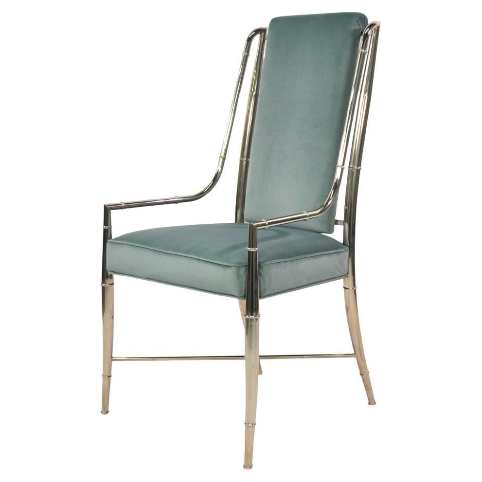 American Mastercraft Dining Chairs in Teal Green Velvet For Sale