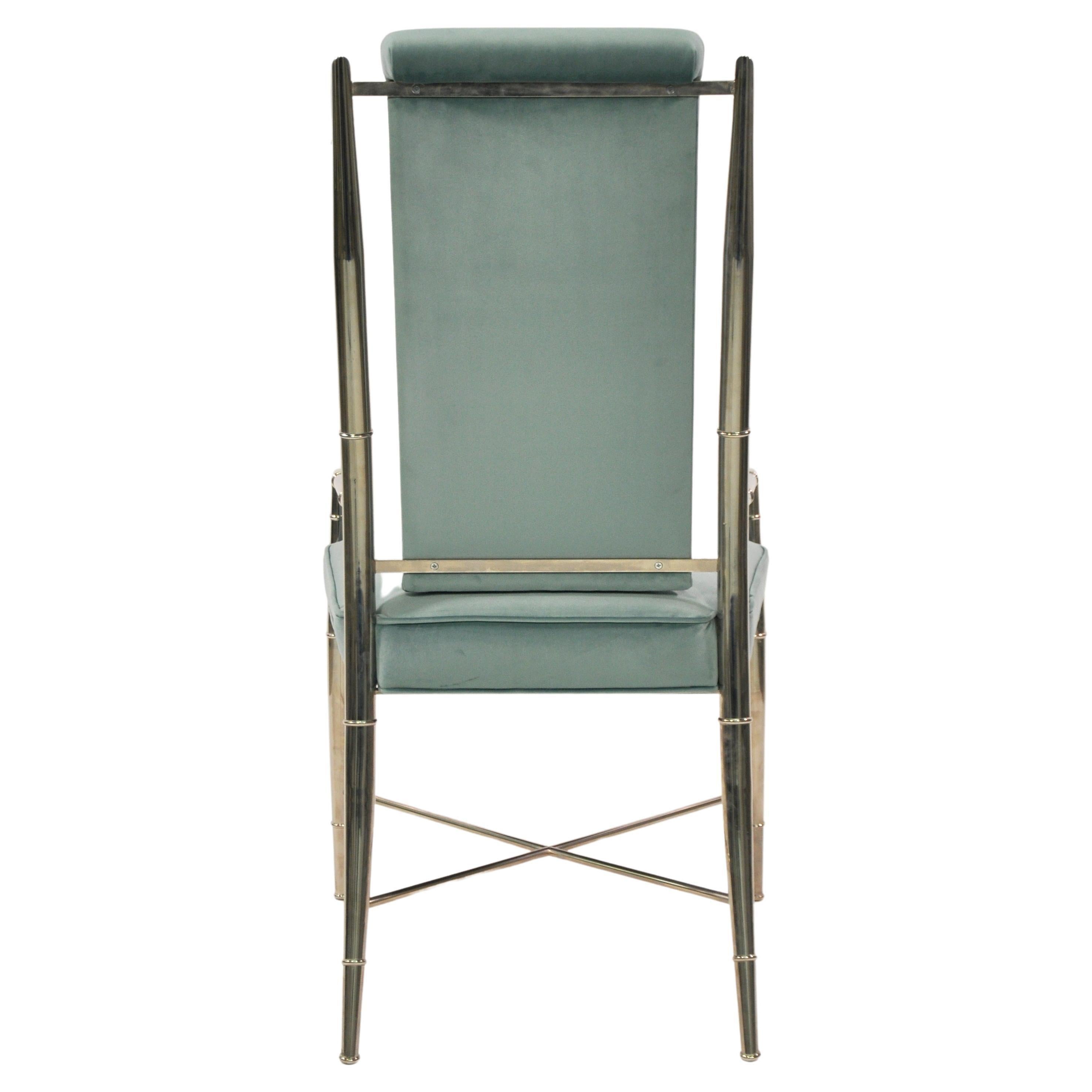 Mastercraft Dining Chairs in Teal Green Velvet In Excellent Condition For Sale In Miami, FL
