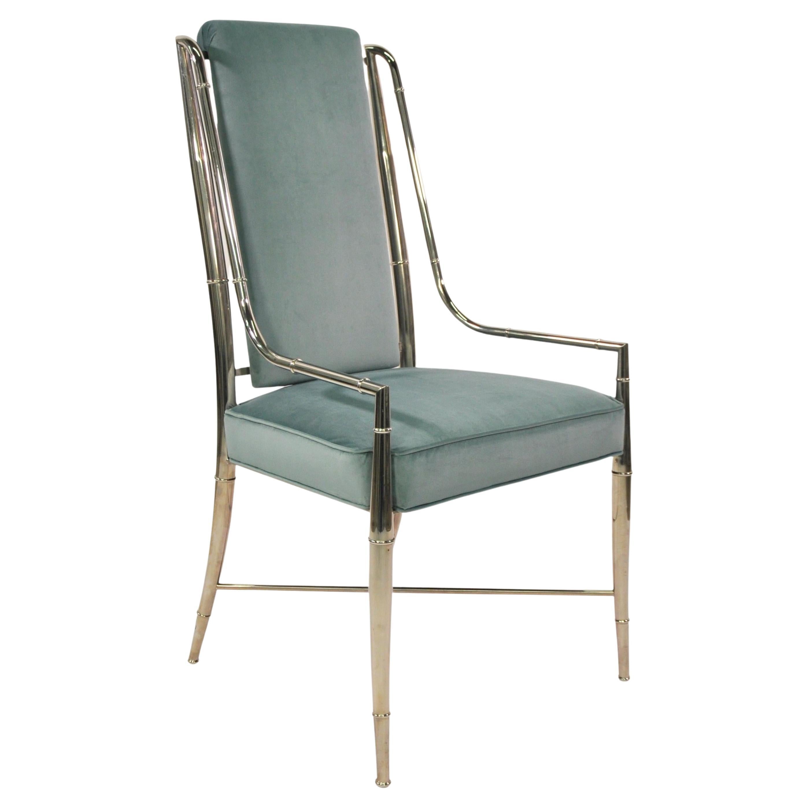 Mastercraft Dining Chairs in Teal Green Velvet For Sale