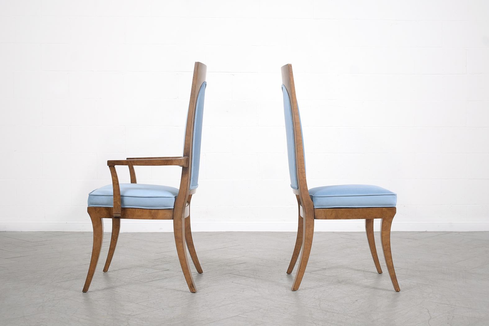 Restored Mid-Century Modern 1960s Mastercraft Solid Wood Dining Chairs Set For Sale 4