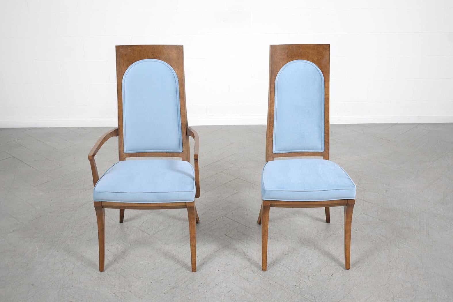 American Restored Mid-Century Modern 1960s Mastercraft Solid Wood Dining Chairs Set For Sale