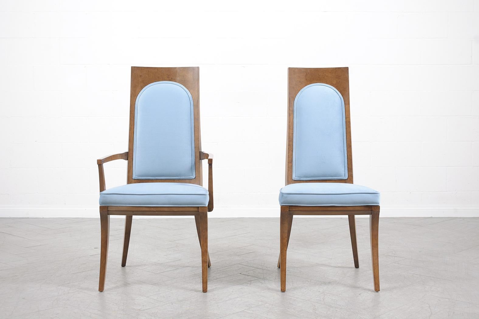 Stained Restored Mid-Century Modern 1960s Mastercraft Solid Wood Dining Chairs Set For Sale